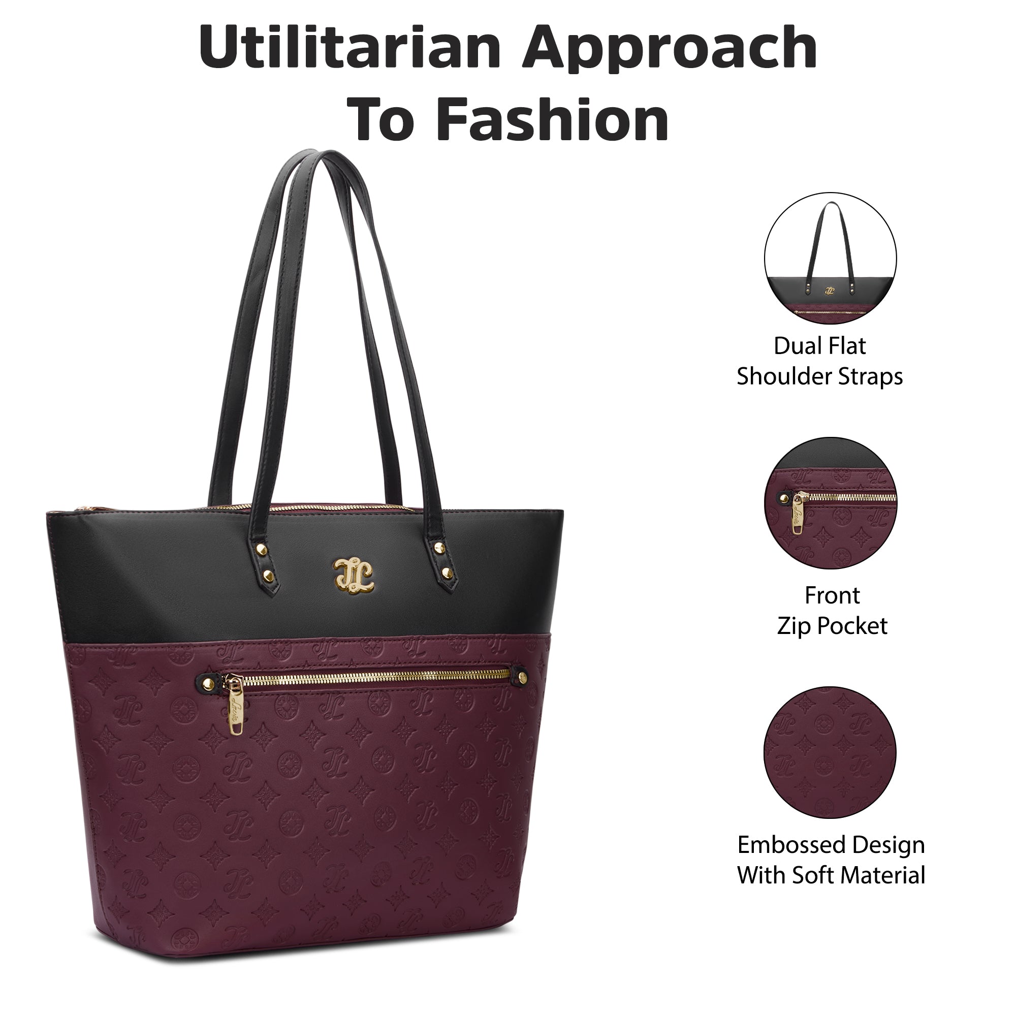 Colourblock Newyork Large Tote Bag Maroon