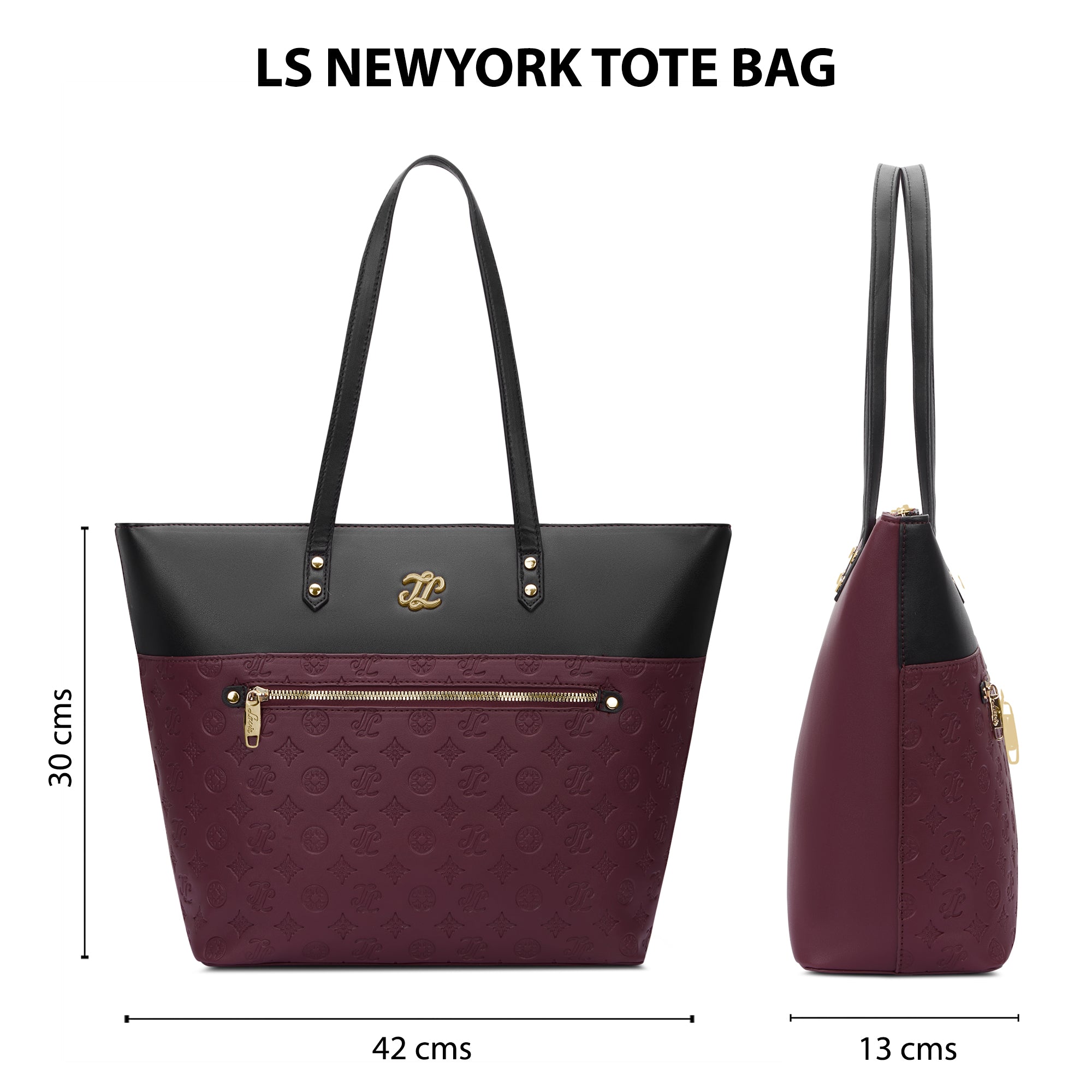 Colourblock Newyork Large Tote Bag Maroon