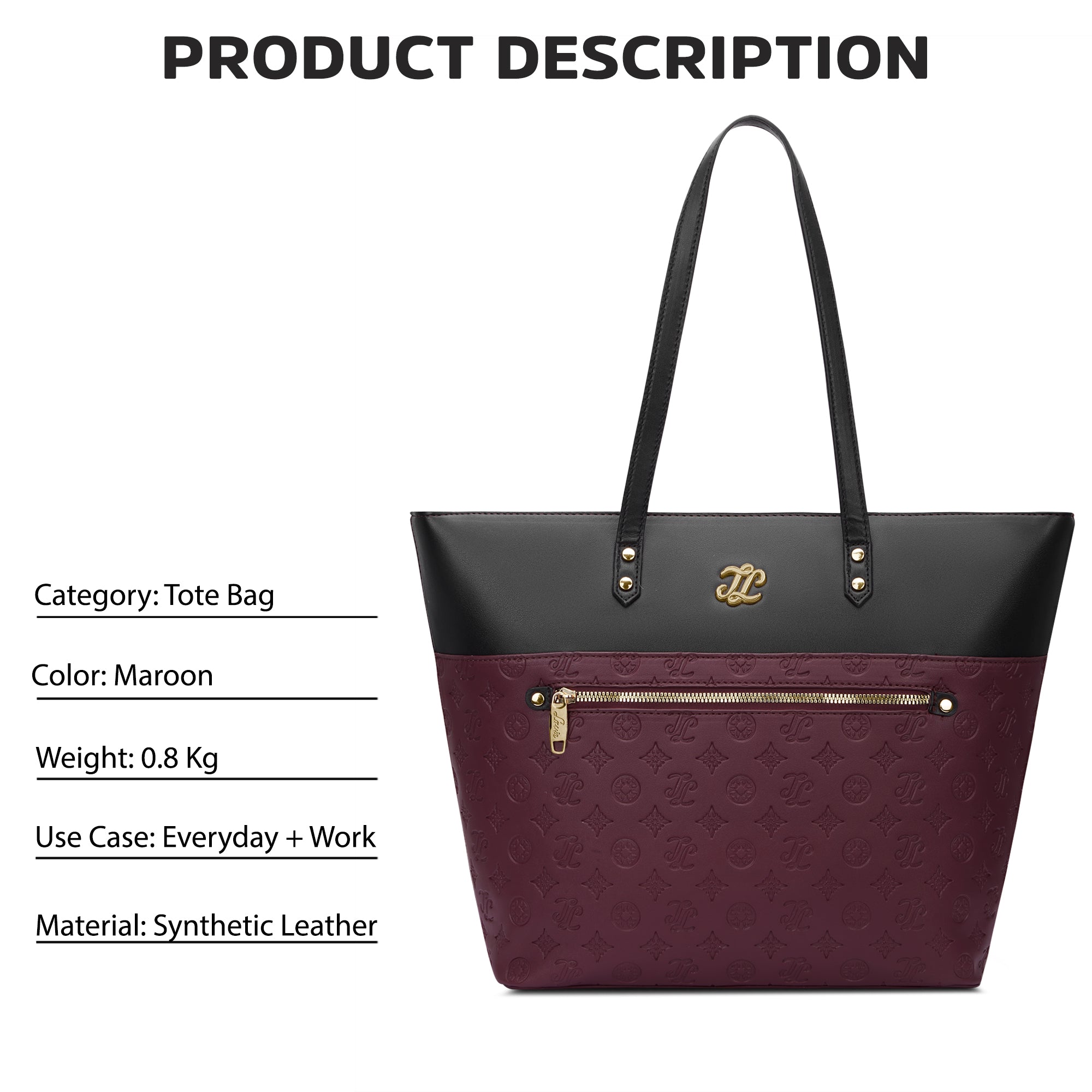 Colourblock Newyork Large Tote Bag Maroon