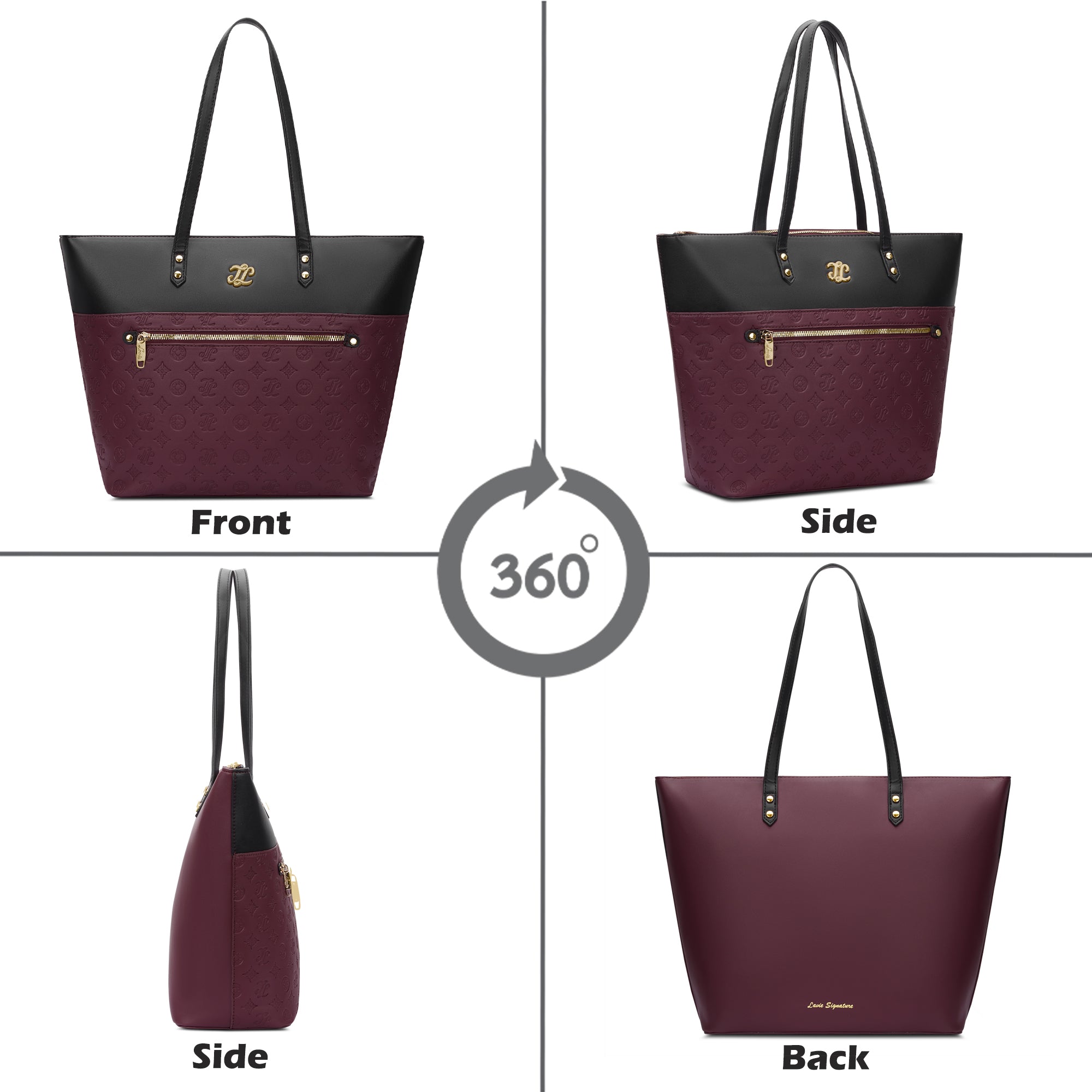 Colourblock Newyork Large Tote Bag Maroon
