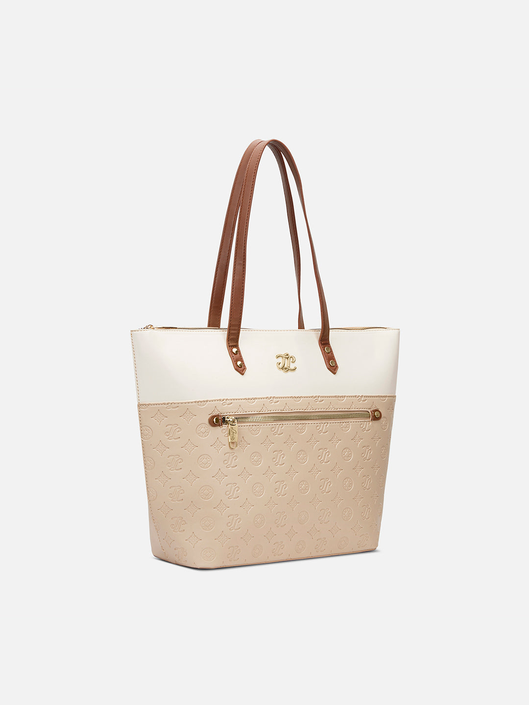 Colourblock Newyork Large Tote Bag Beige