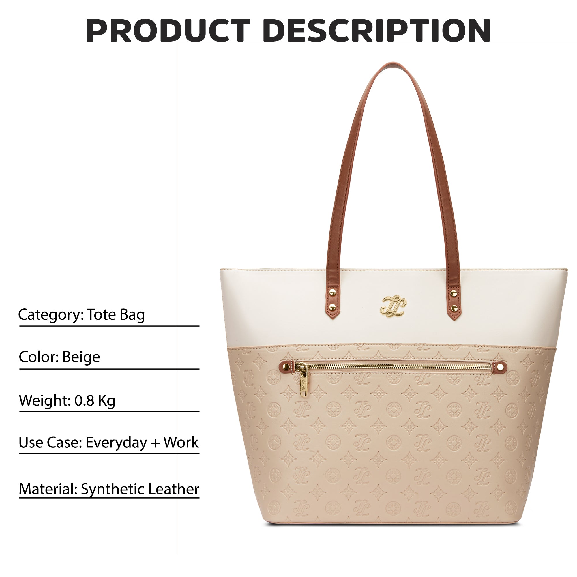 Colourblock Newyork Large Tote Bag Beige