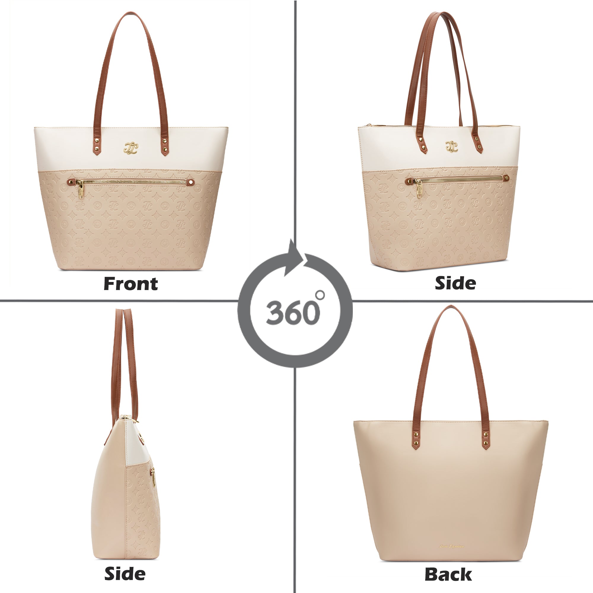 Colourblock Newyork Large Tote Bag Beige