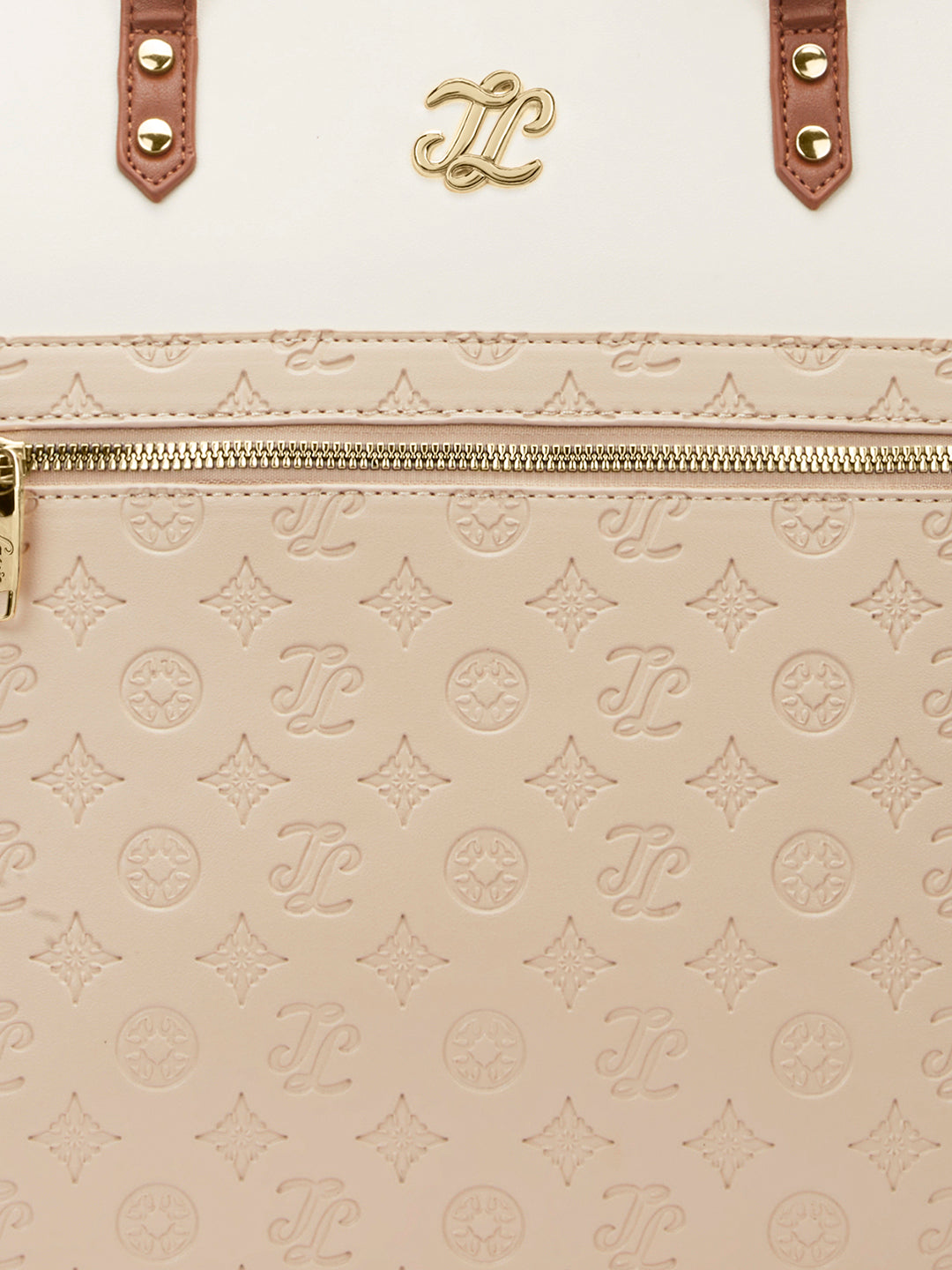 Colourblock Newyork Large Tote Bag Beige