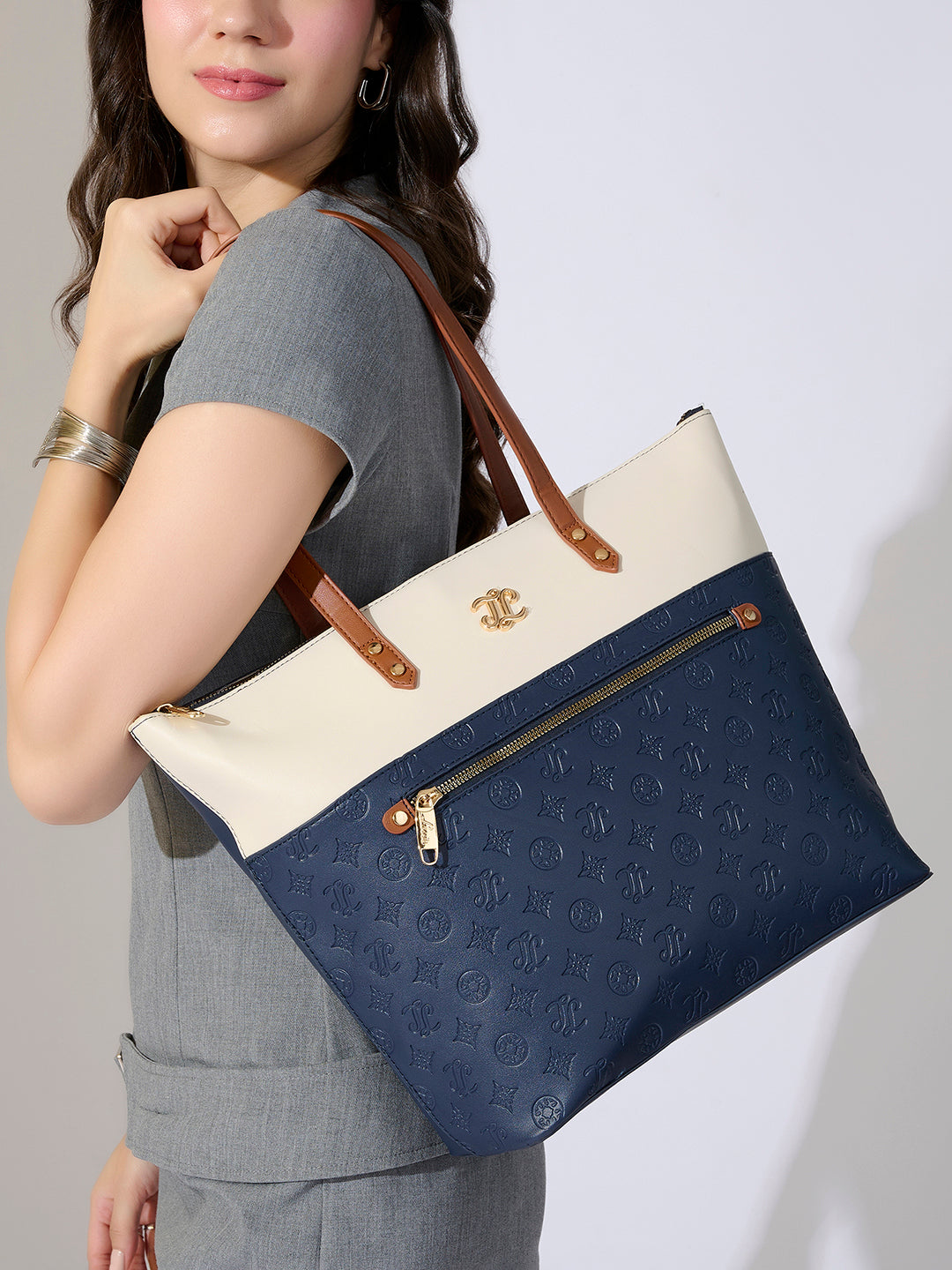 Colourblock Newyork Large Tote Bag Navy