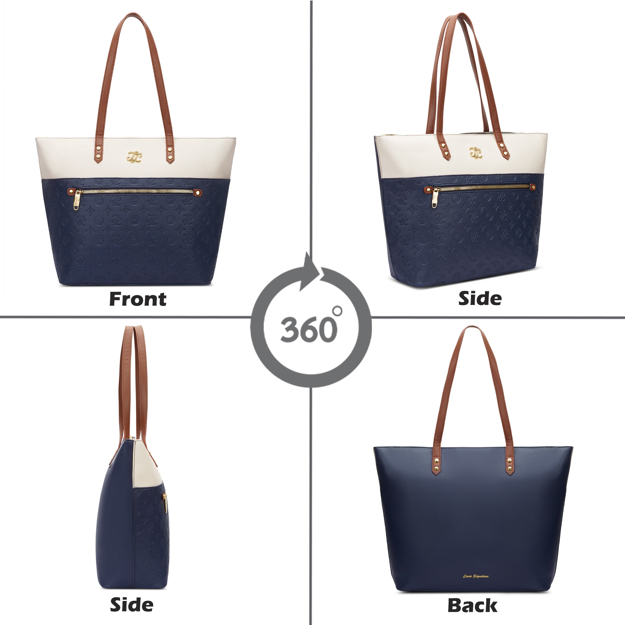 Colourblock Newyork Large Tote Bag Navy
