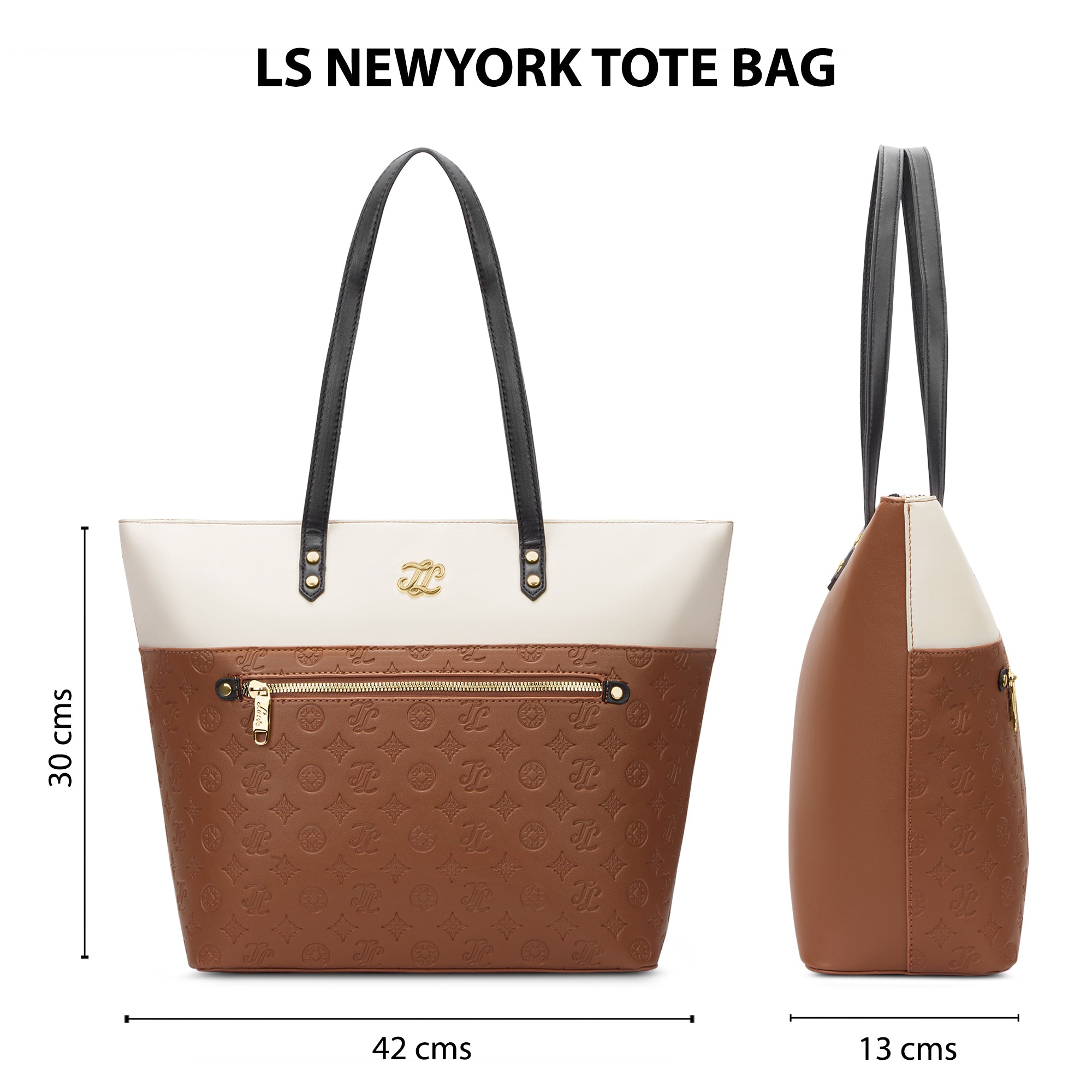 Colourblock Newyork Large Tote Bag Tan
