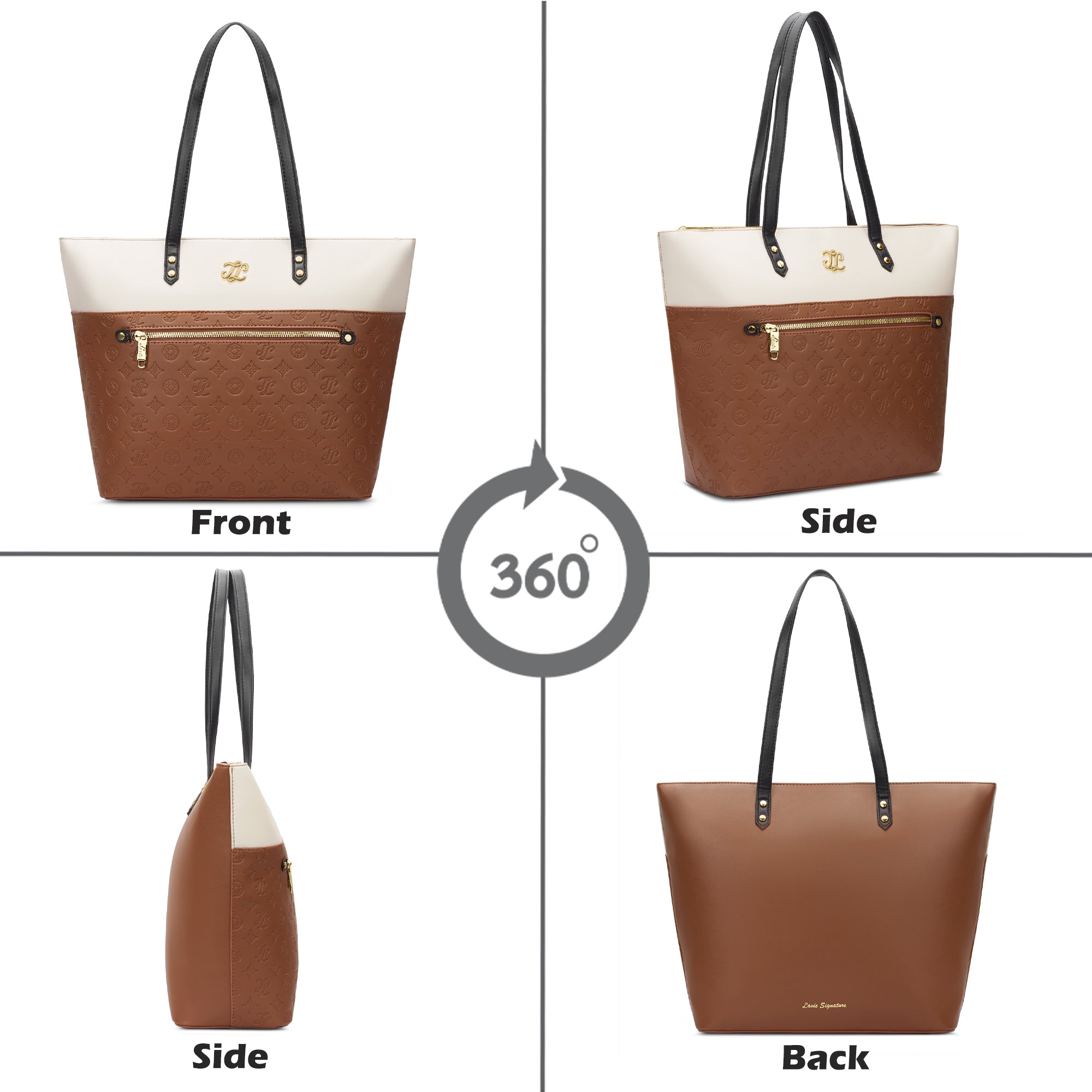 Colourblock Newyork Large Tote Bag Tan