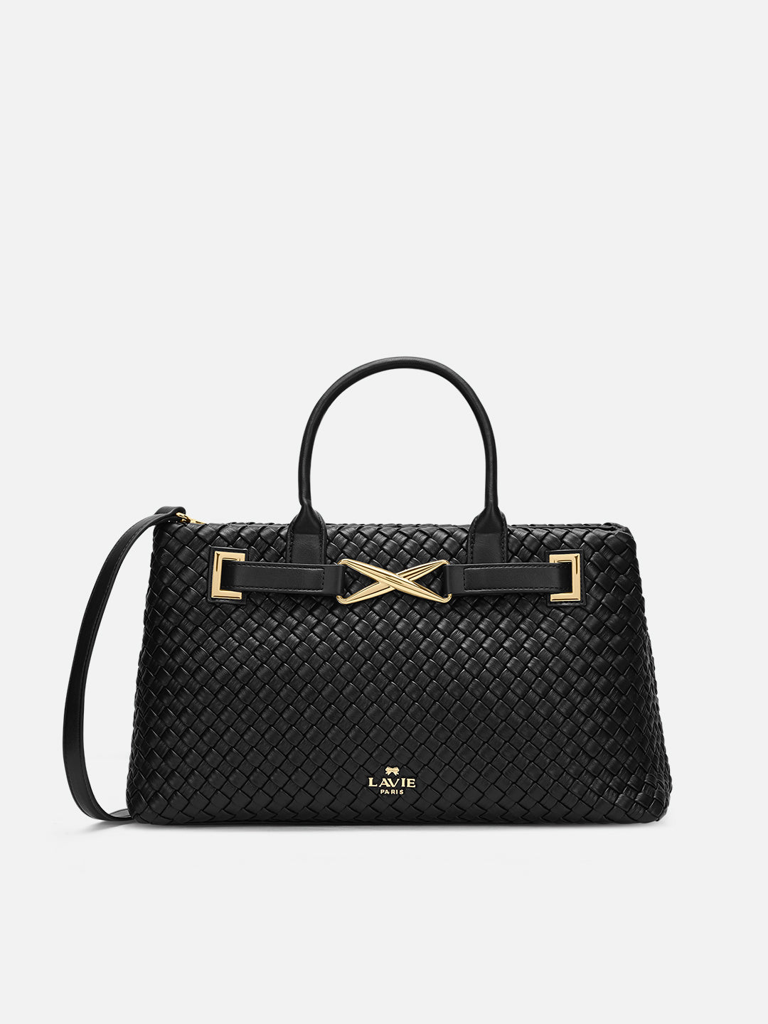 Bleuet Horizontal Large Satchel Bag Black