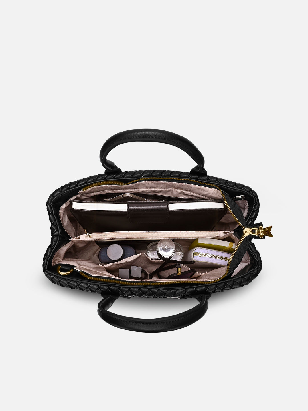 Bleuet Horizontal Large Satchel Bag Black