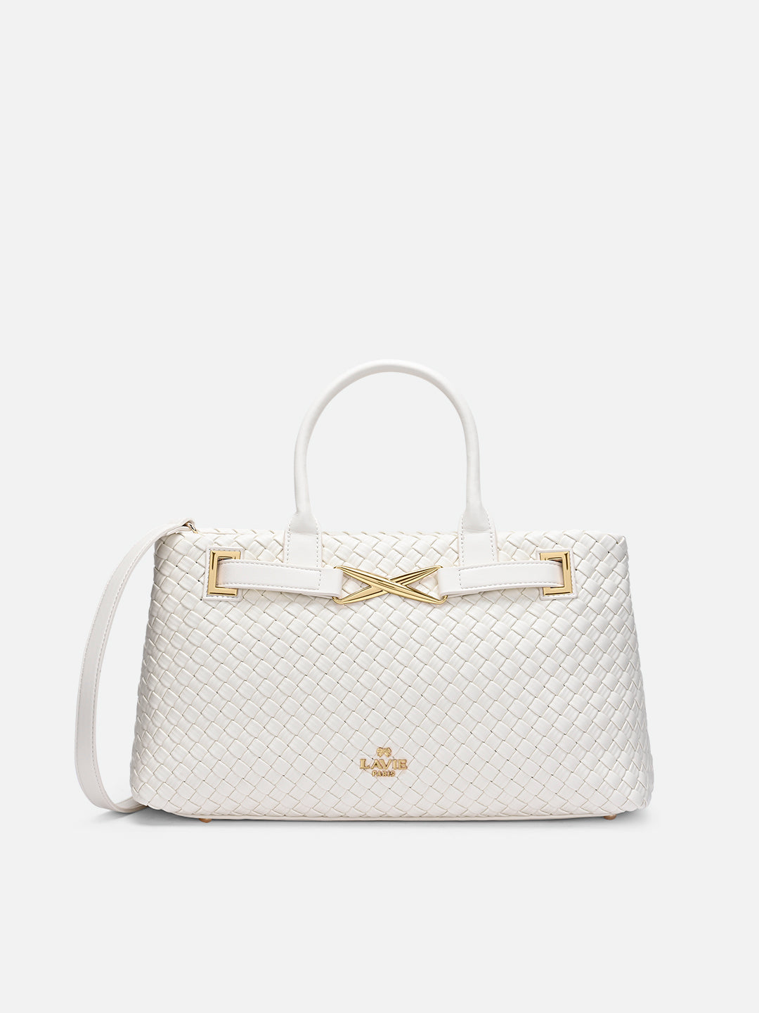 Bleuet Horizontal Large Satchel Bag White