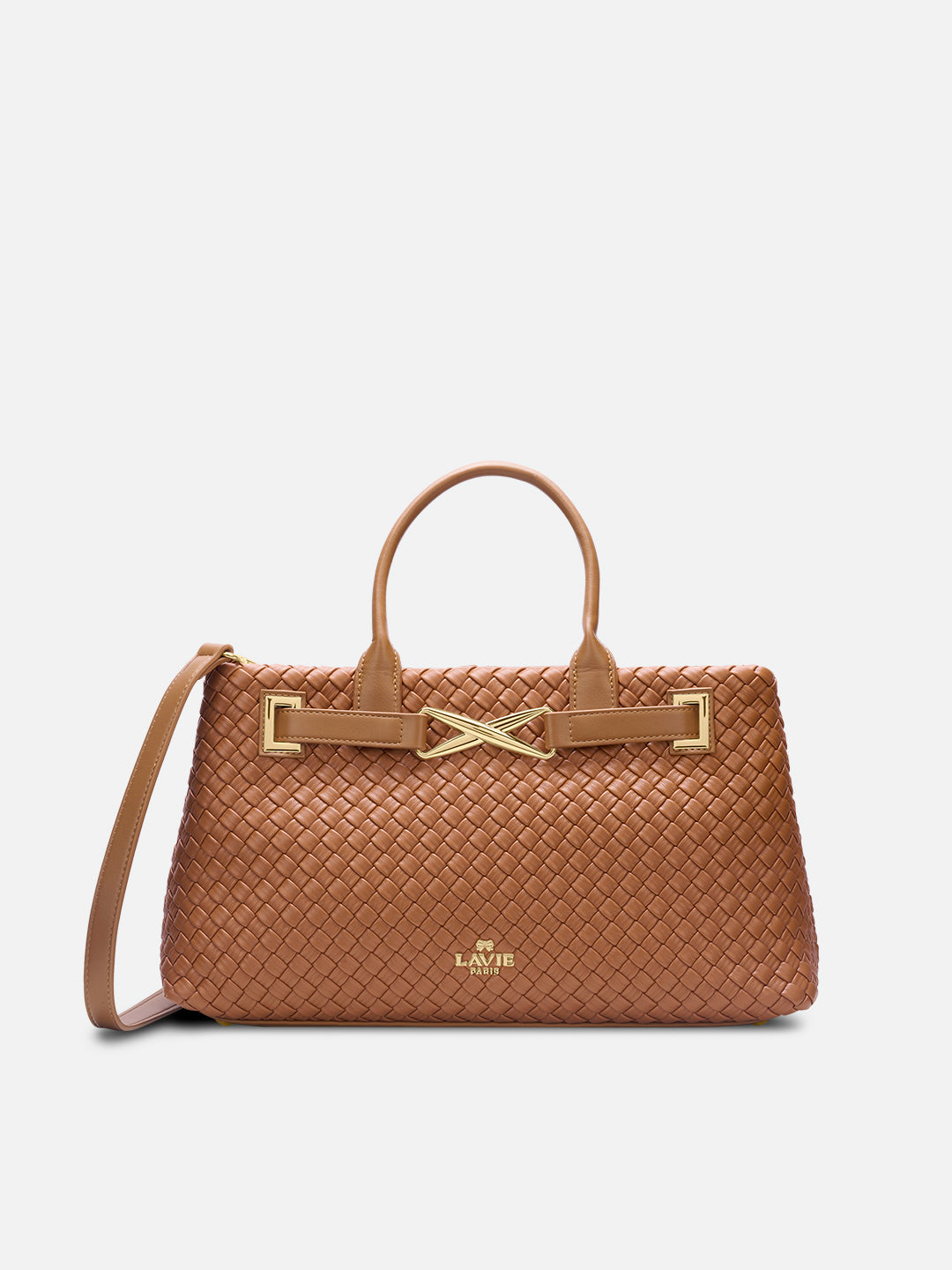 Bleuet Horizontal Large Satchel Bag Tan