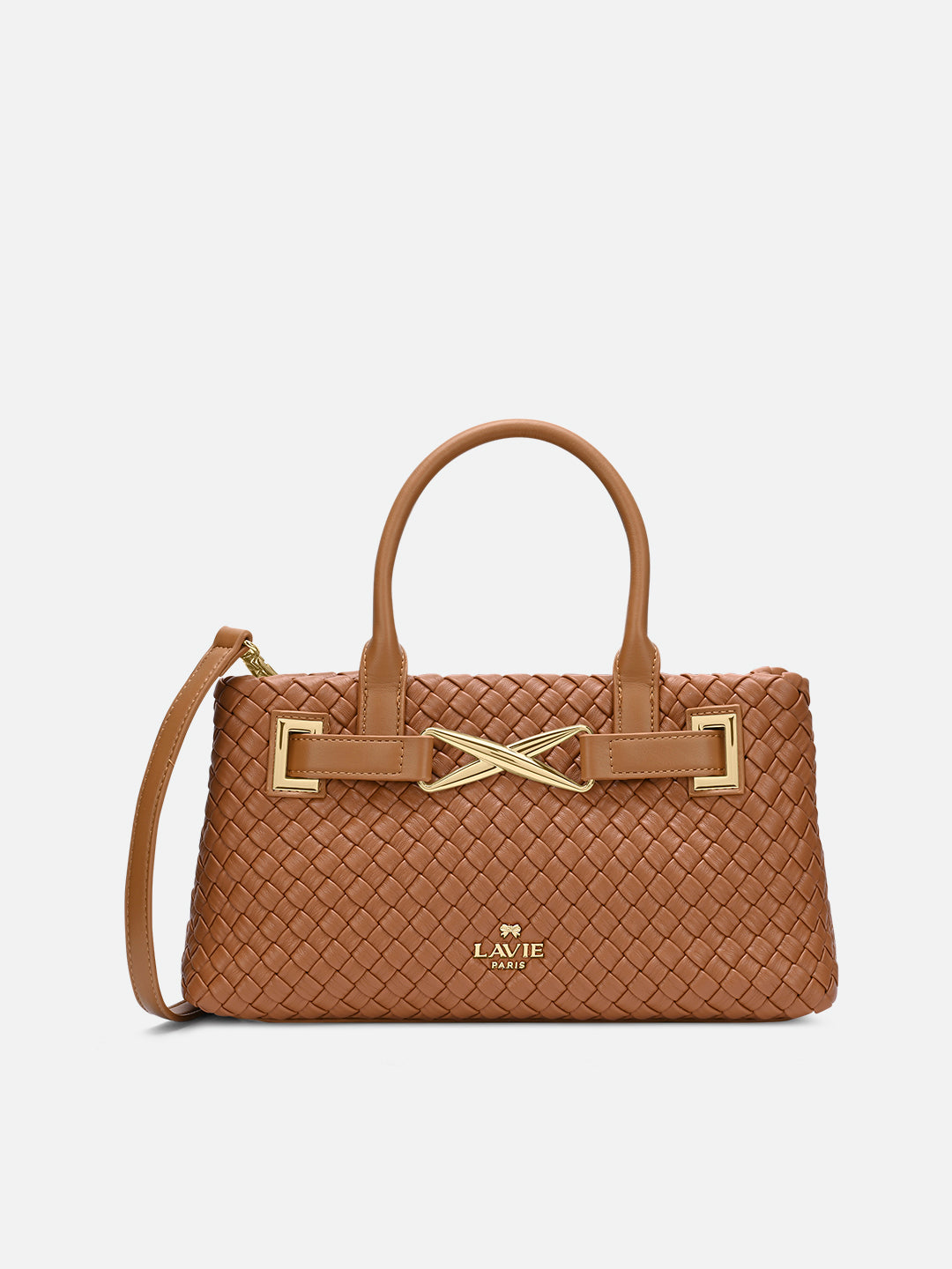 Bleuet Horizontal Medium Satchel Bag Tan