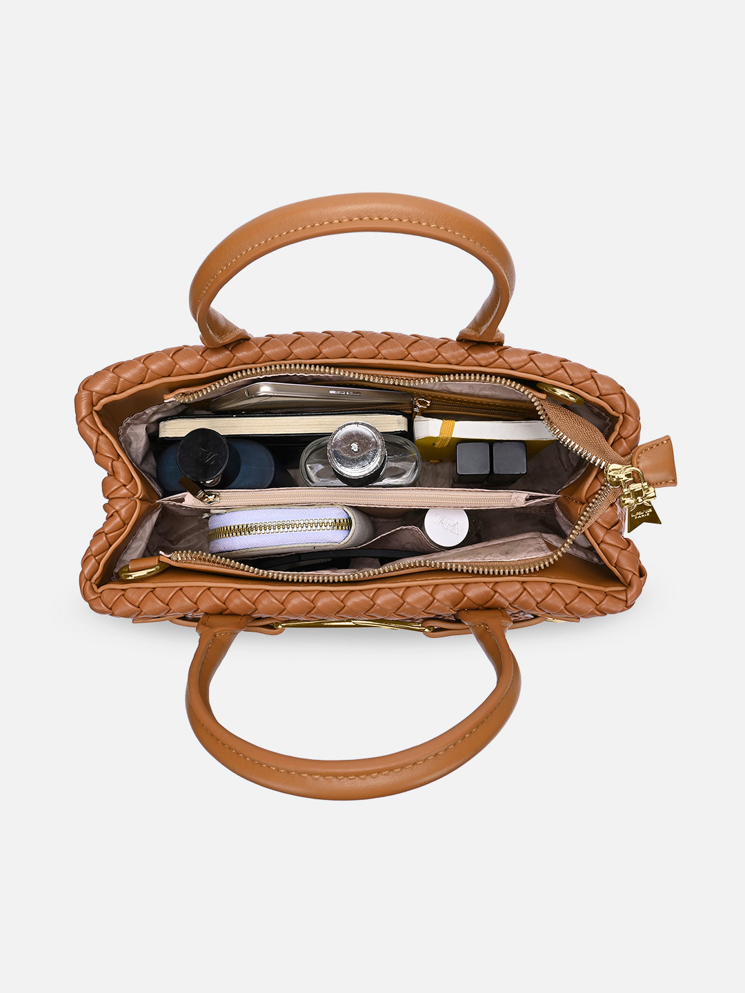 Bleuet Horizontal Medium Satchel Bag Tan