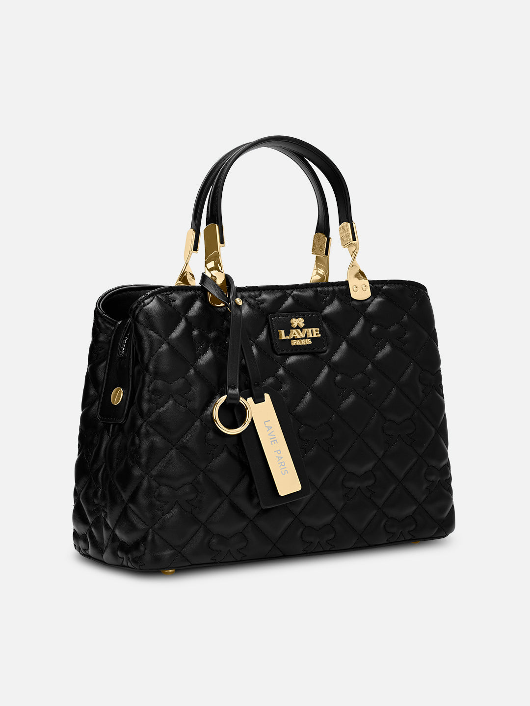 Quincy 3 Compartment Small Satchel Bag Black