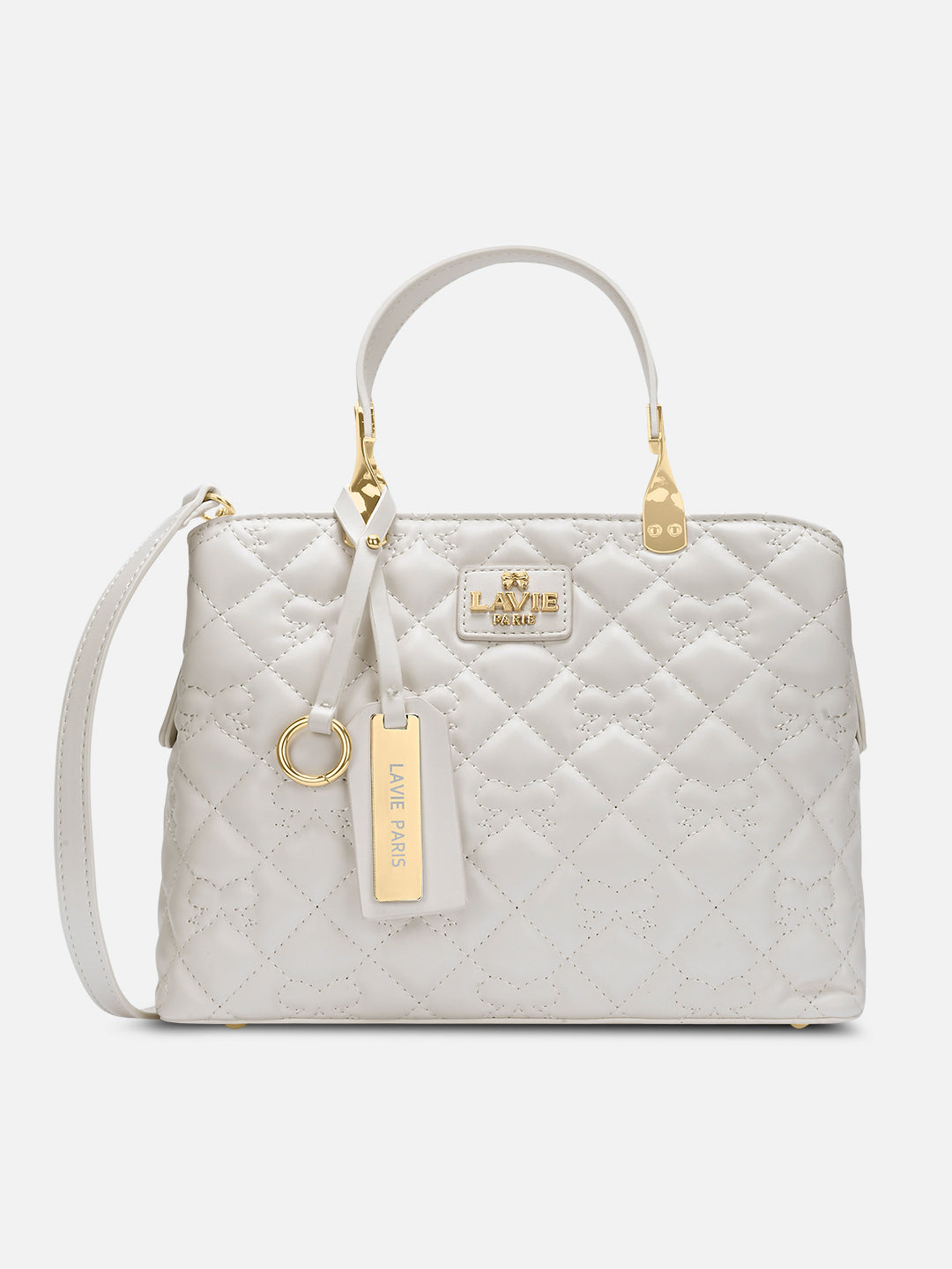 Quincy 3 Compartment Small Satchel Bag White