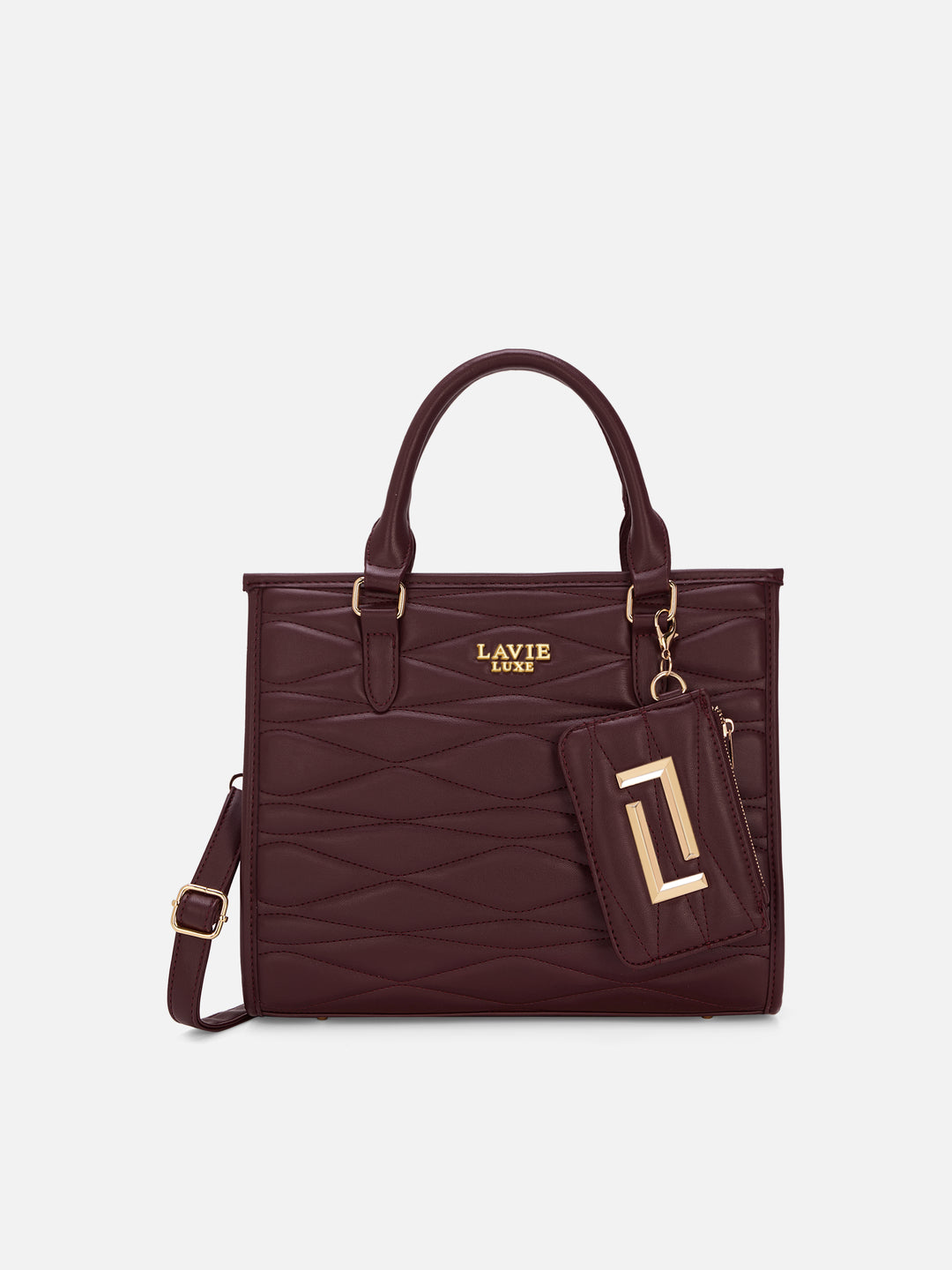 Lucie Quilted Box Medium Wine Handbag