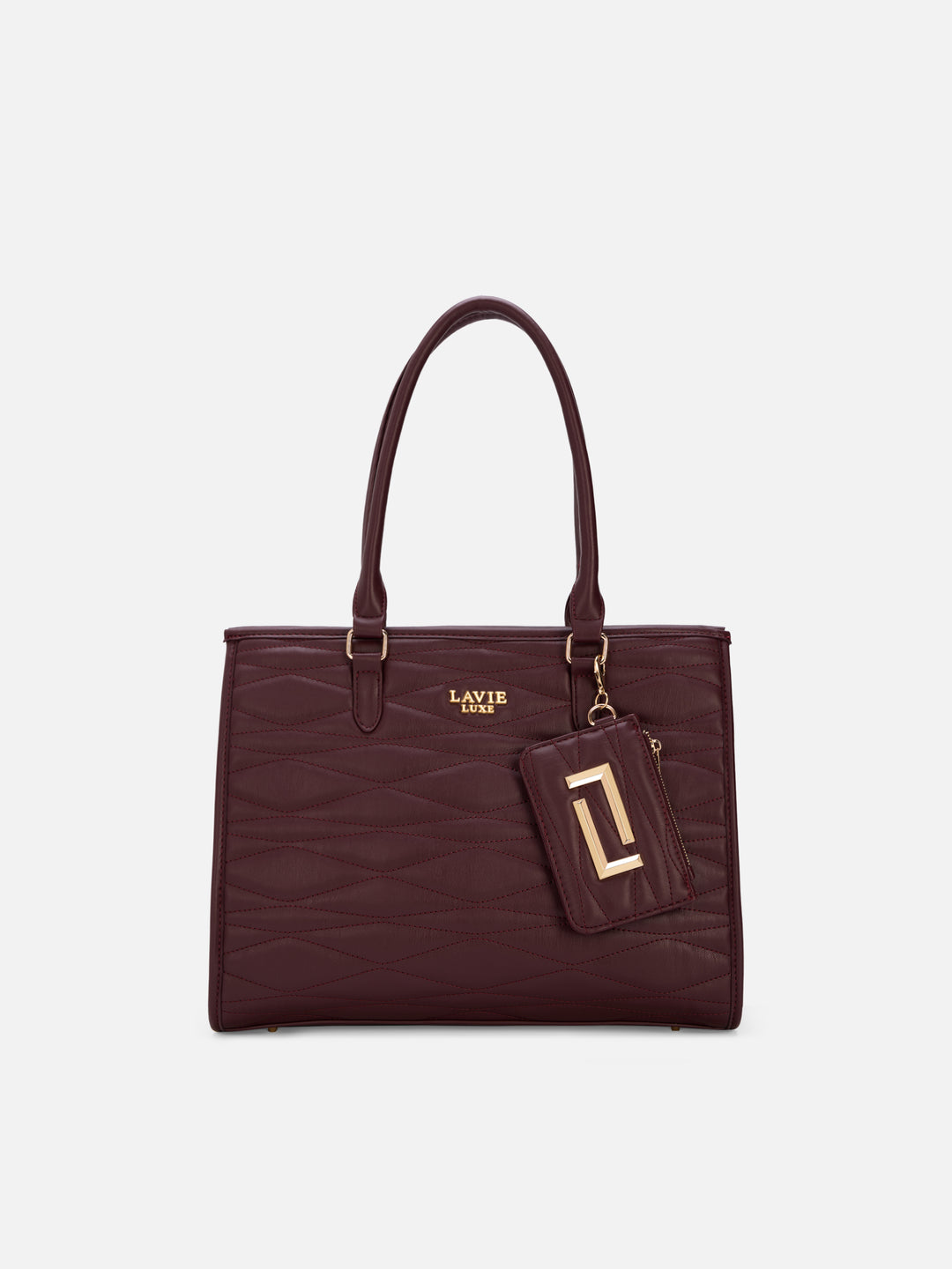 Lucie Quilted Box Large Wine Handbag