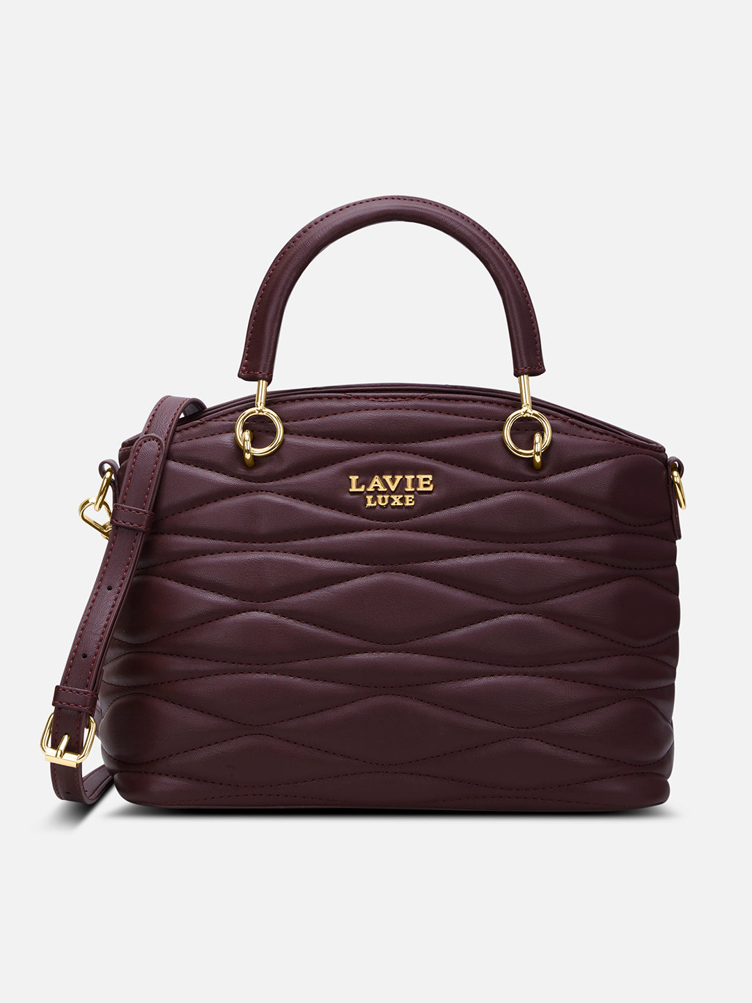 Lucie Quilted Small Satchel Bag Wine