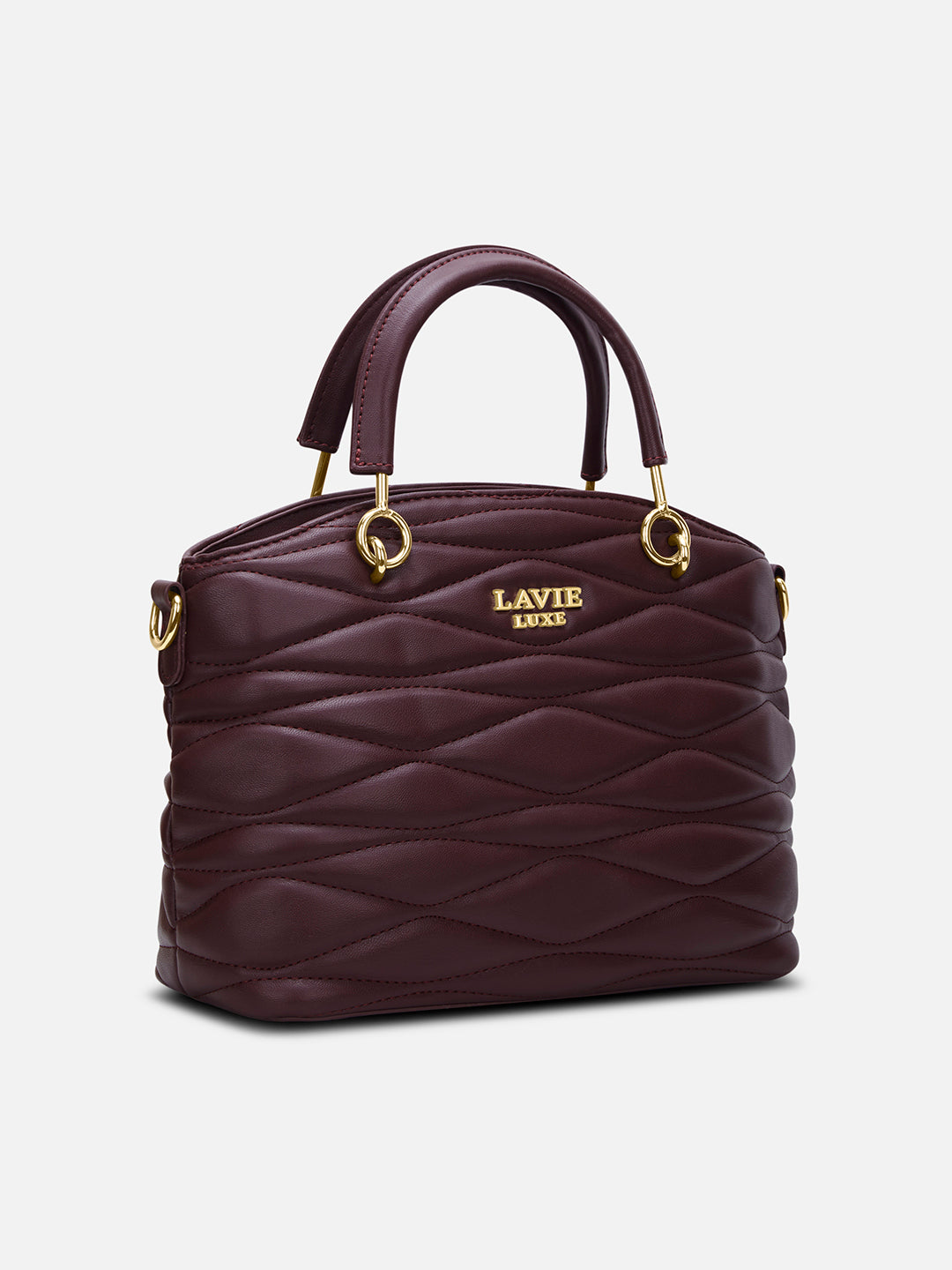 Lucie Quilted Small Satchel Bag Wine