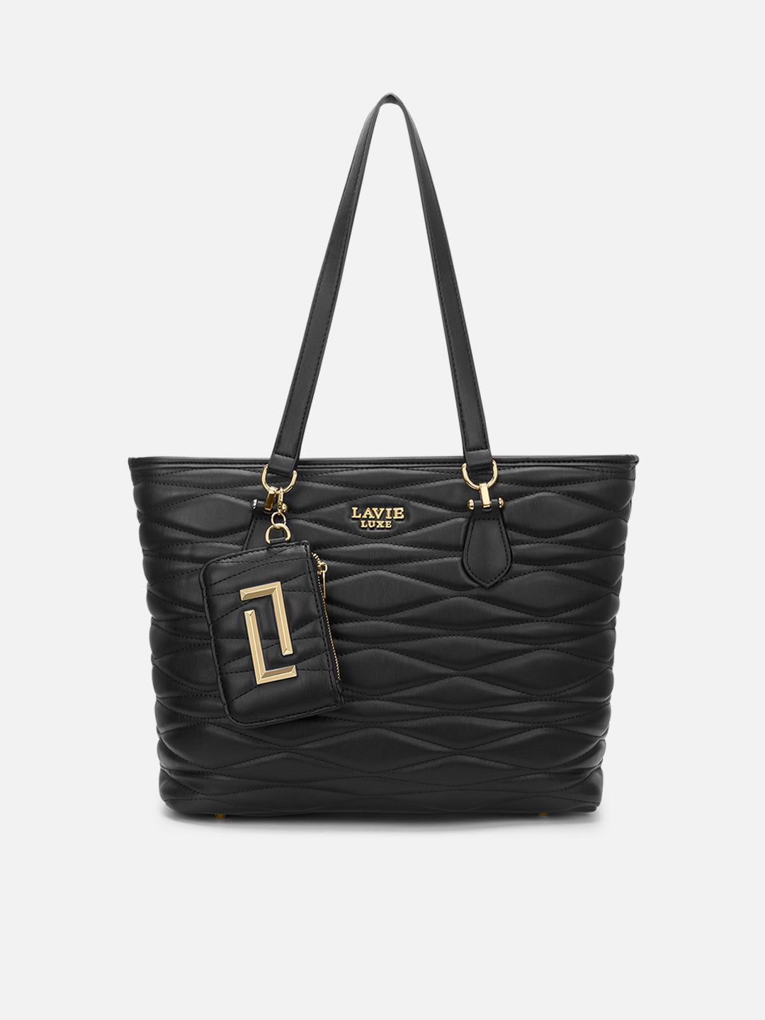 Lucie Quilted Large Tote Bag Black