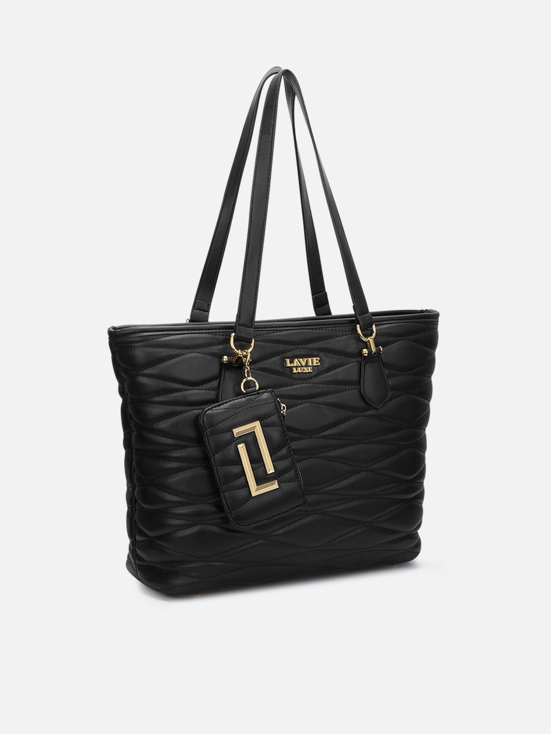 Lucie Quilted Large Tote Bag Black