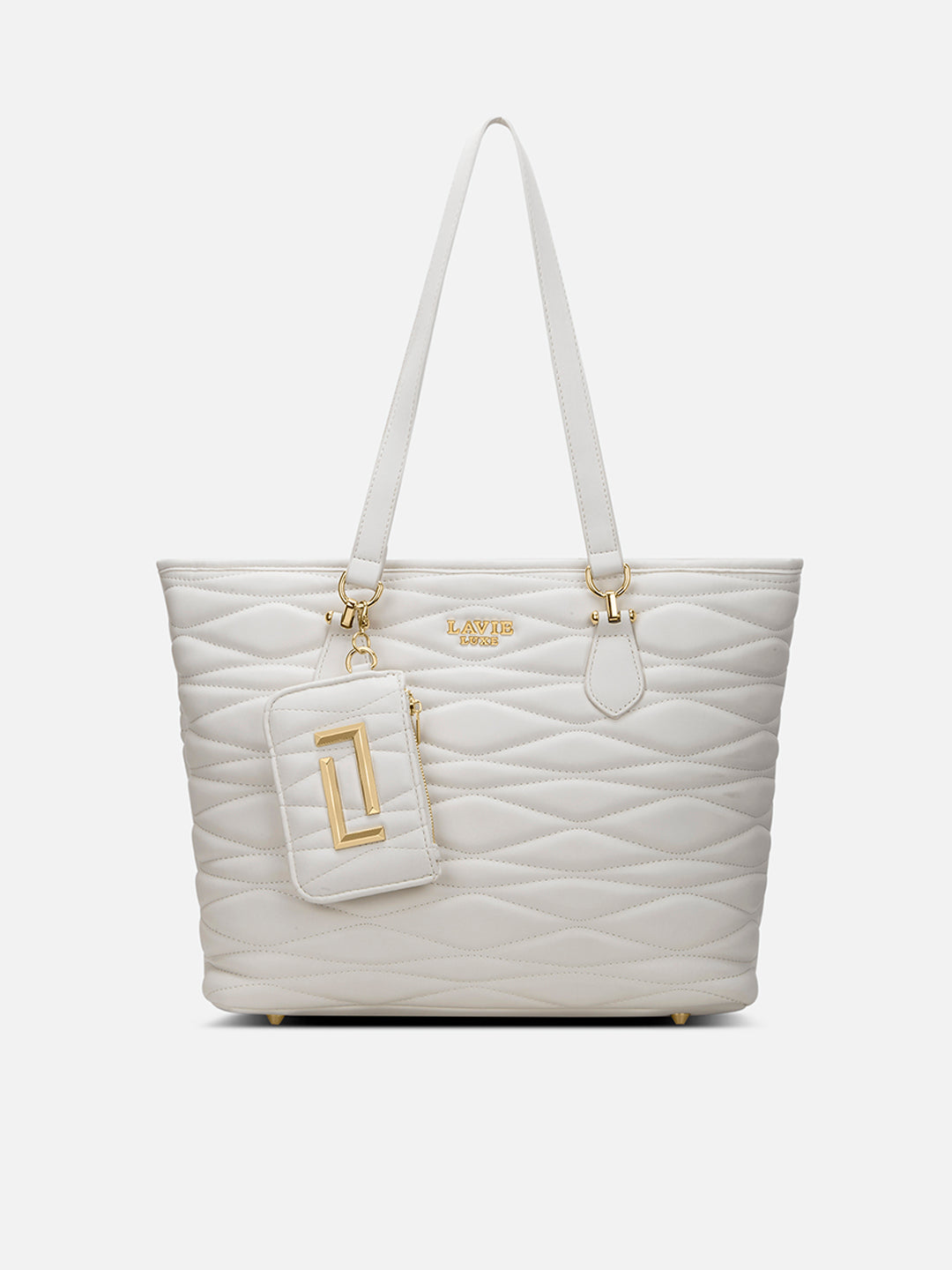 Lucie Quilted Large Tote Bag Off White