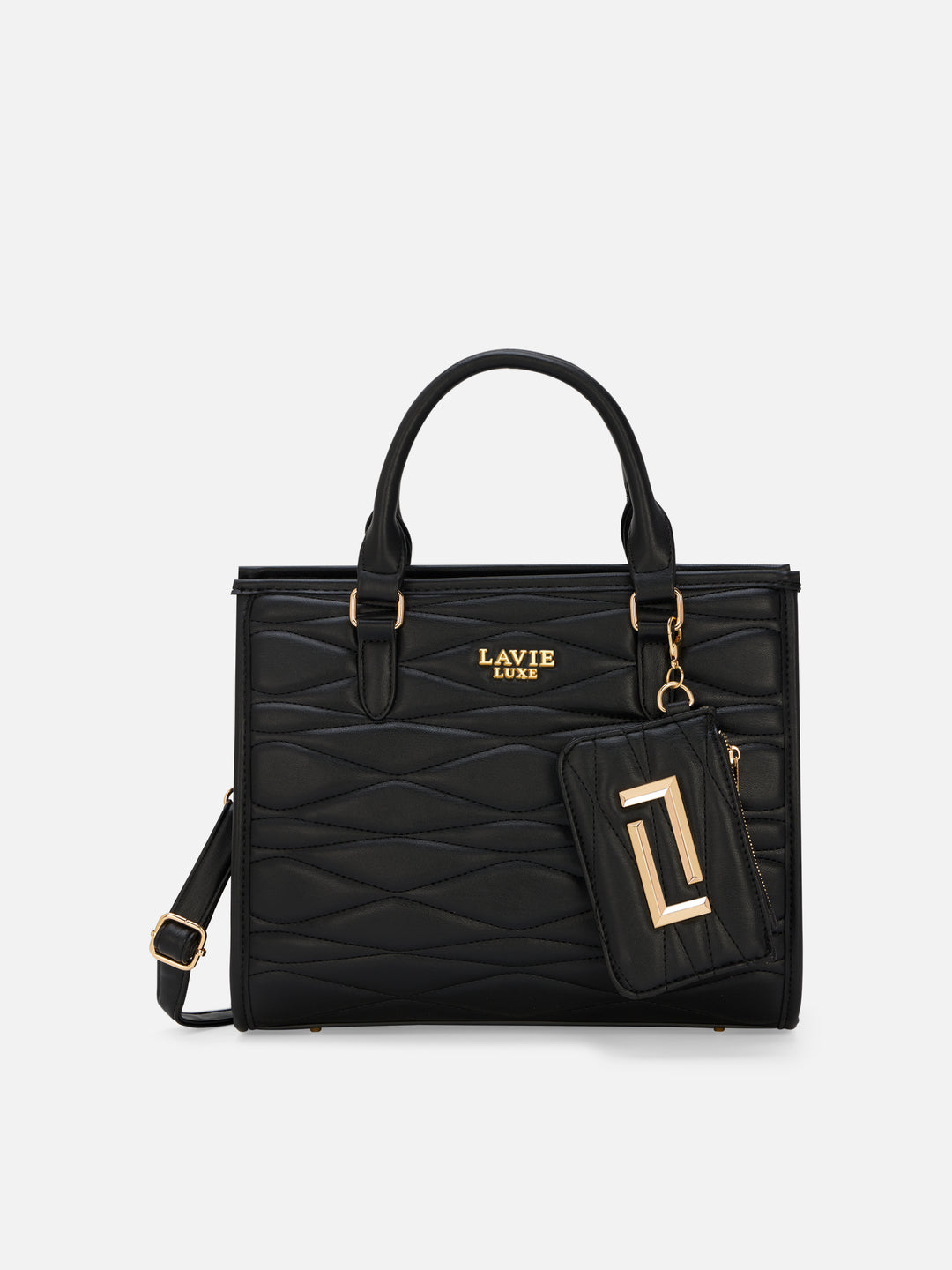 Lucie Quilted Box Medium Black Handbag