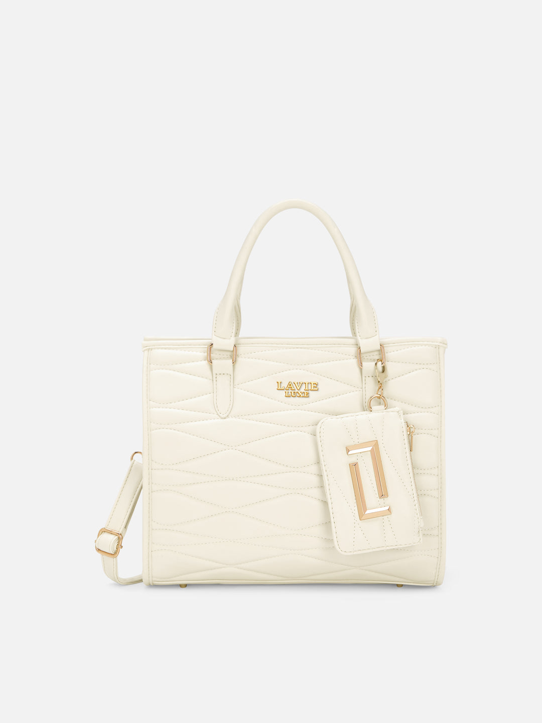 Lucie Quilted Box Medium Off White Handbag