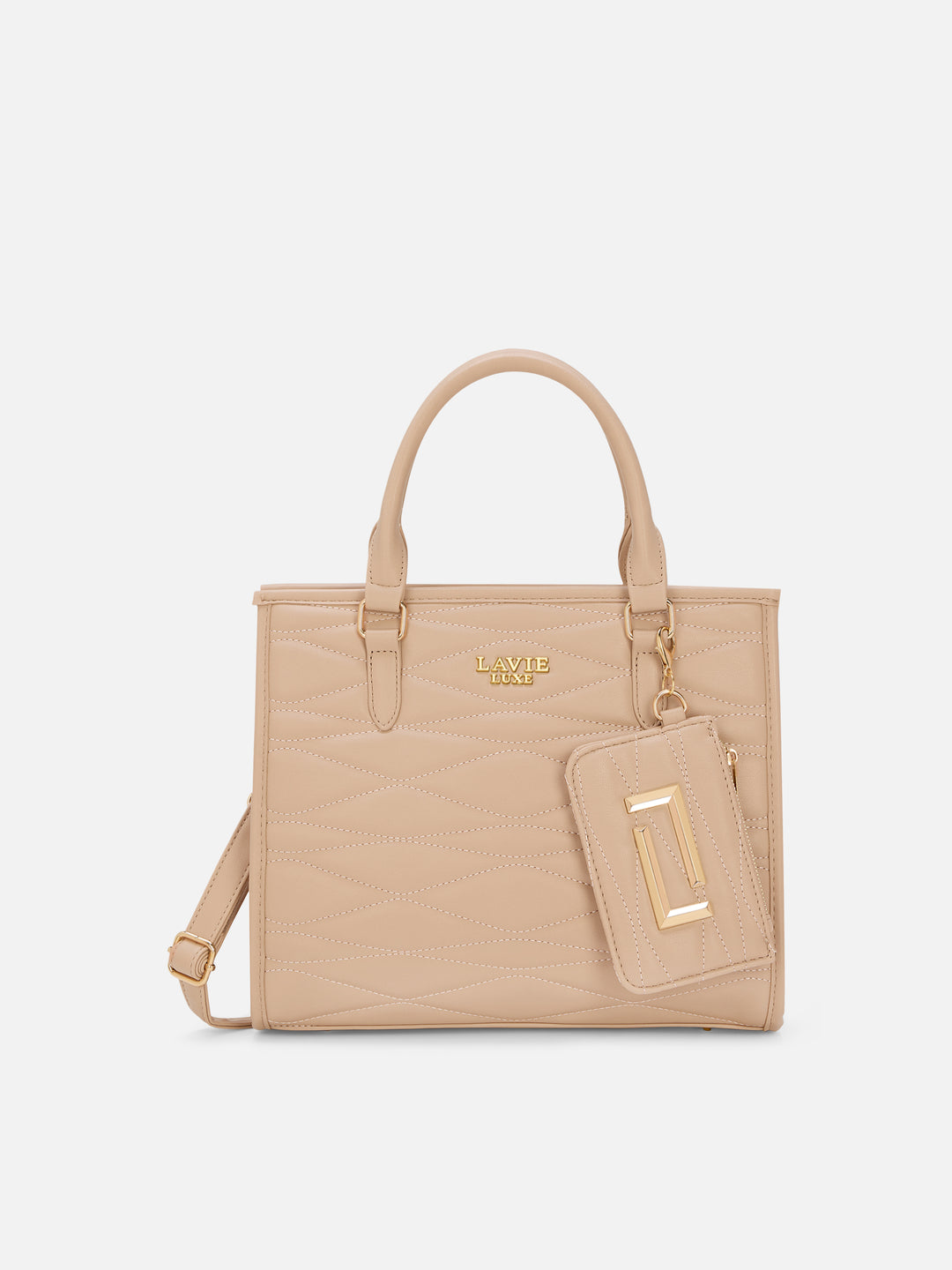 Lucie Quilted Box Medium Brown Handbag