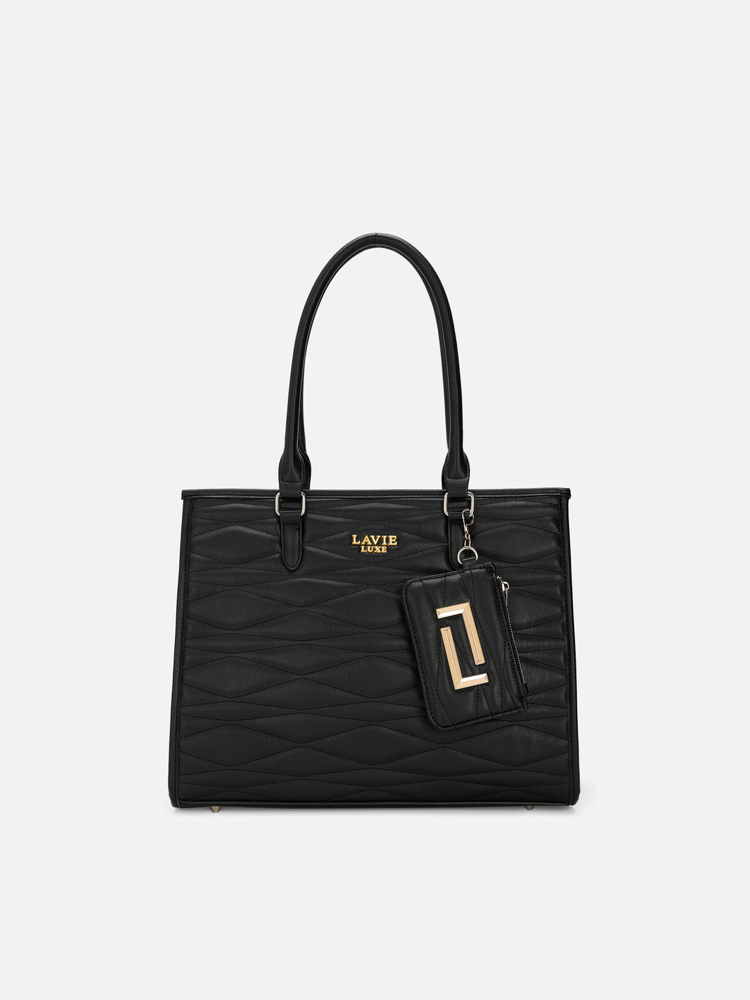 Lucie Quilted Box Large Black Handbag