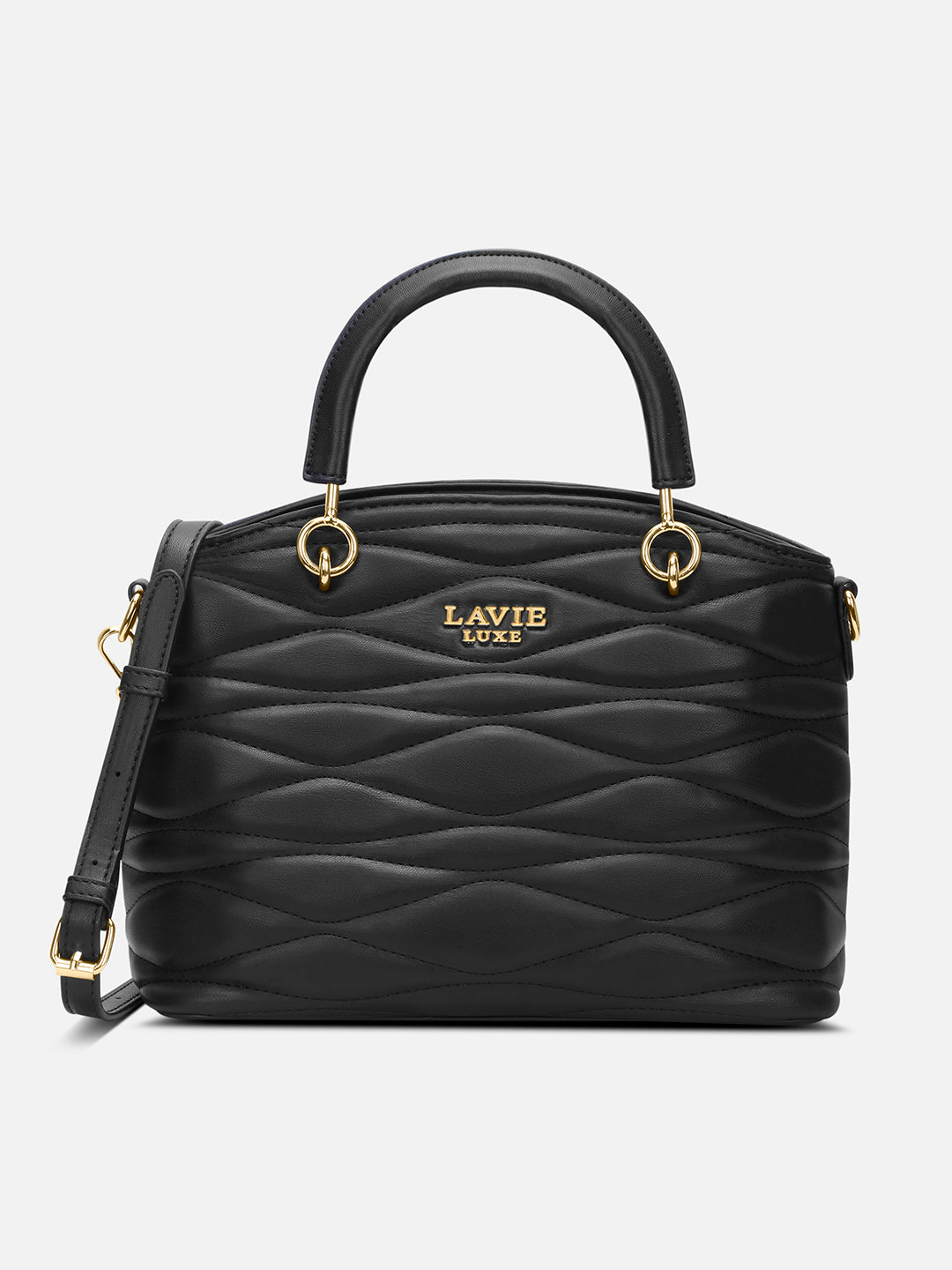 Lucie Quilted Small Satchel Bag Black