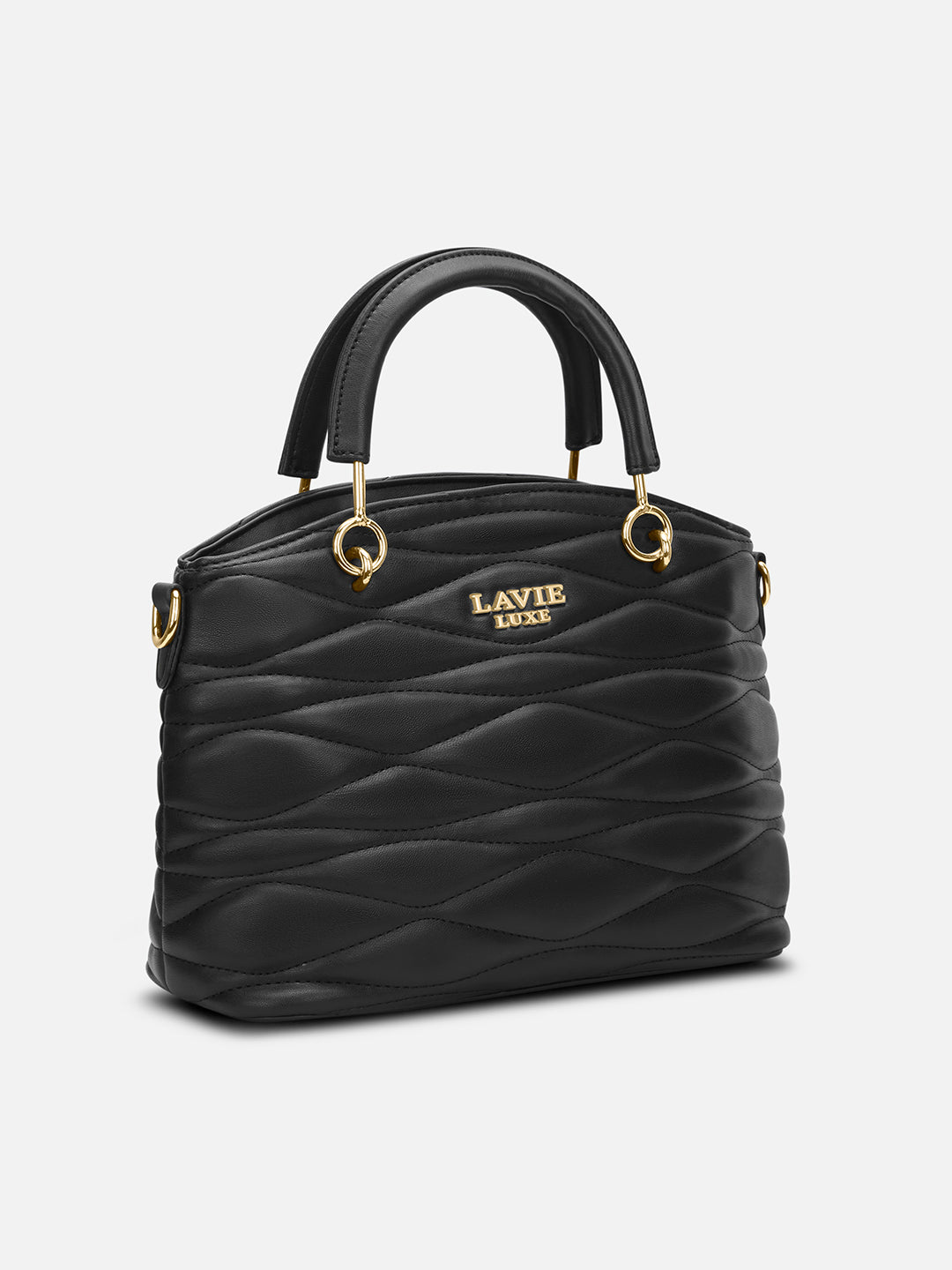 Lucie Quilted Small Satchel Bag Black