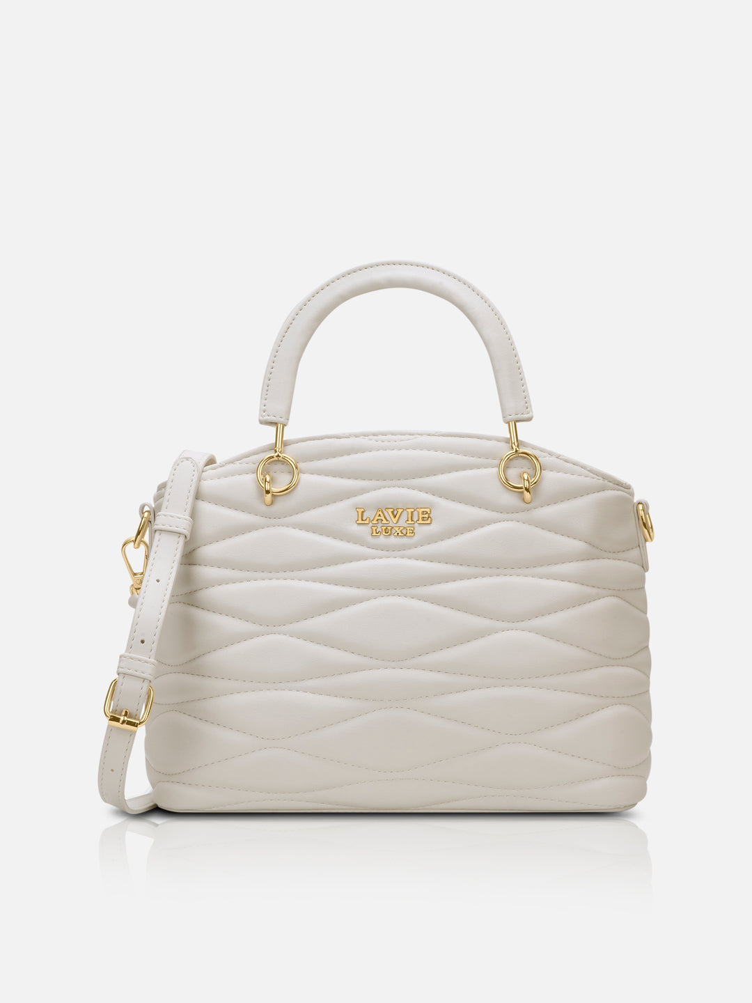 Lucie Quilted Small Off White Satchel Bag