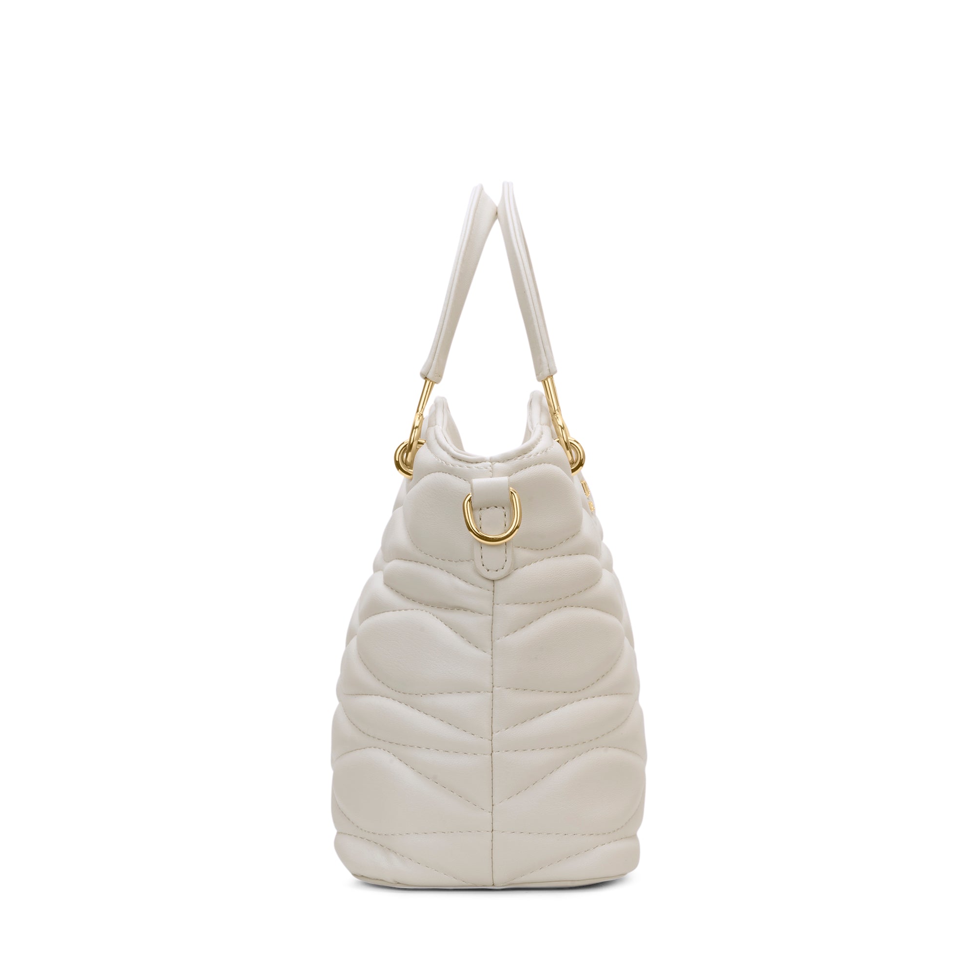 Lucie Quilted Small Satchel Bag Off White