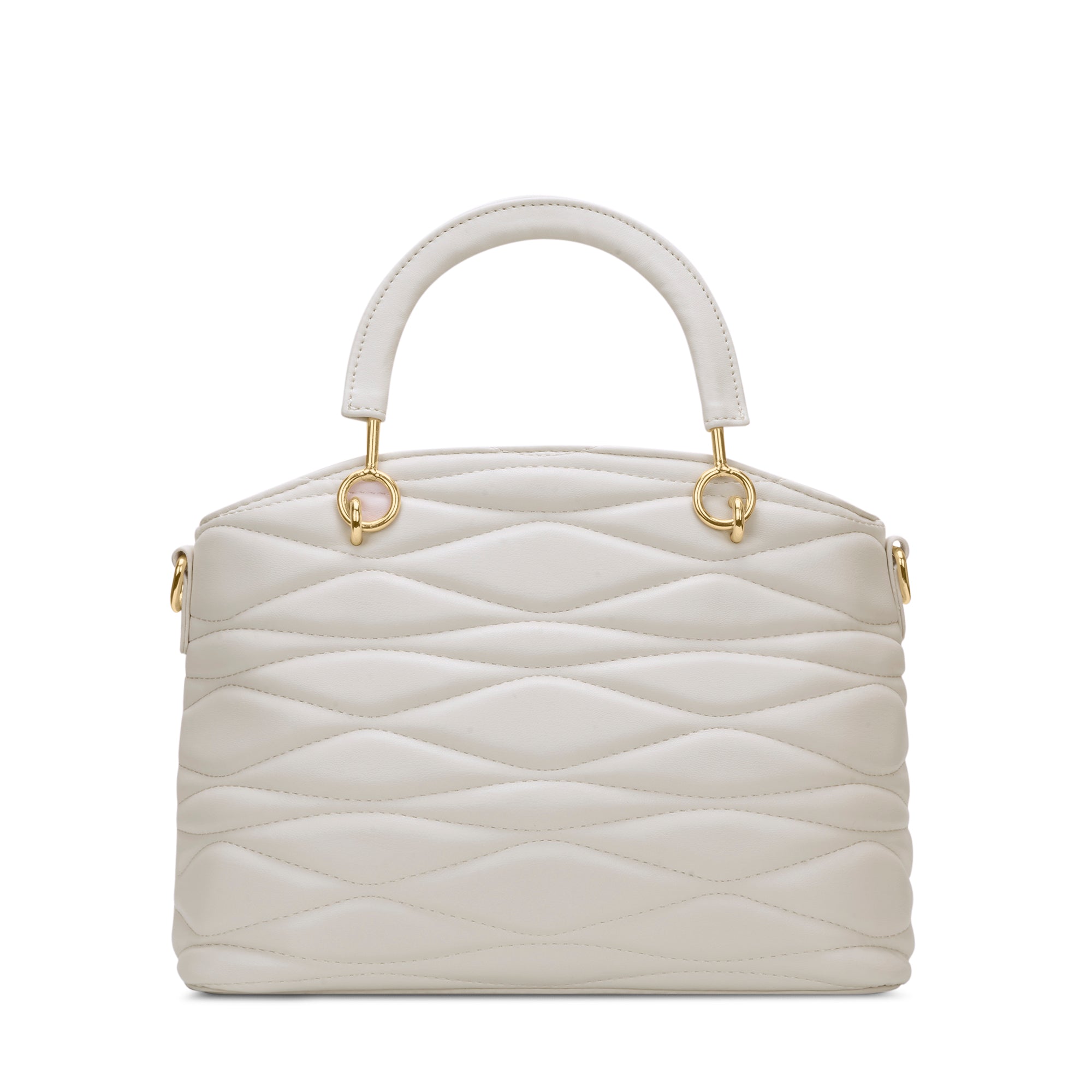 Lucie Quilted Small Satchel Bag Off White