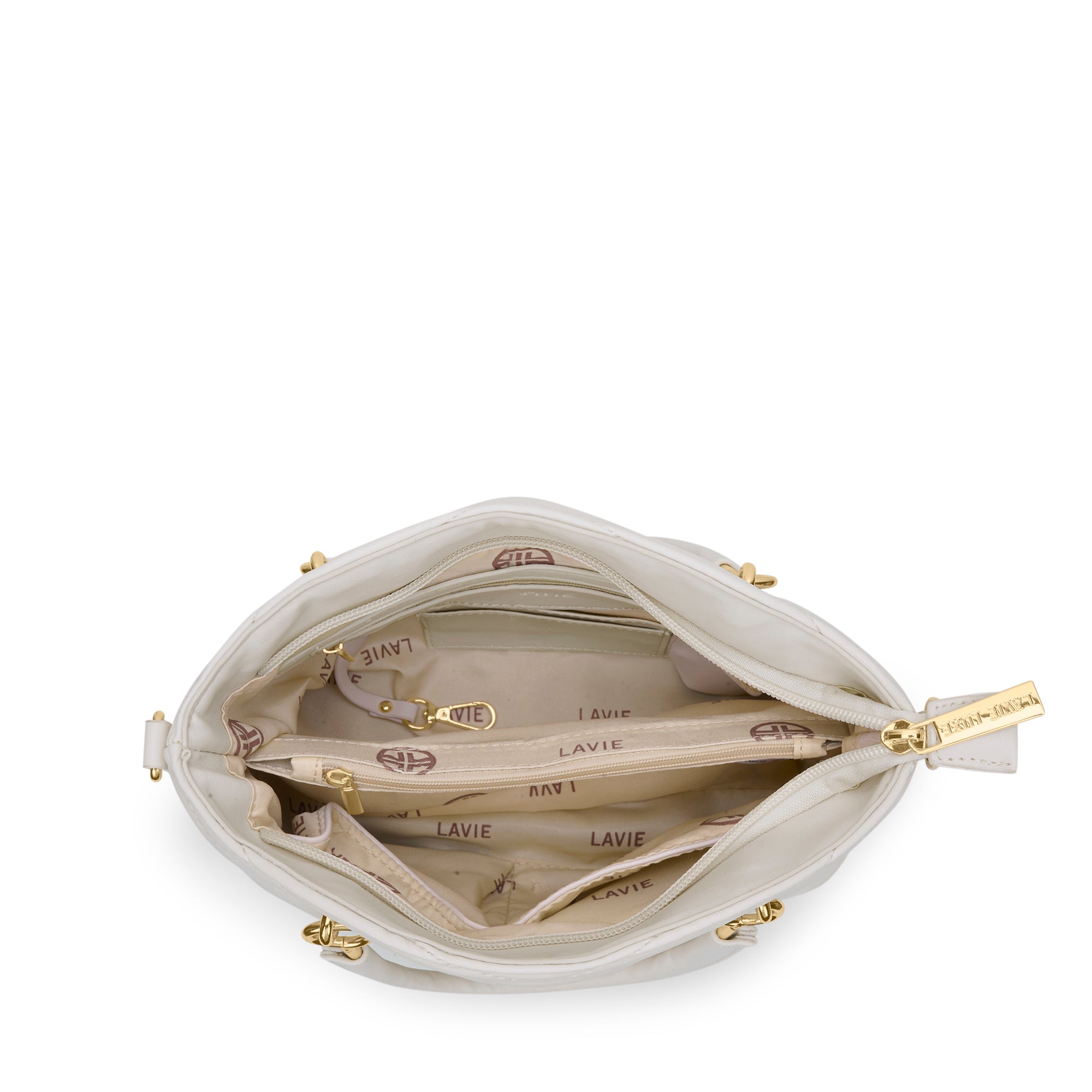 Lucie Quilted Small Satchel Bag Off White