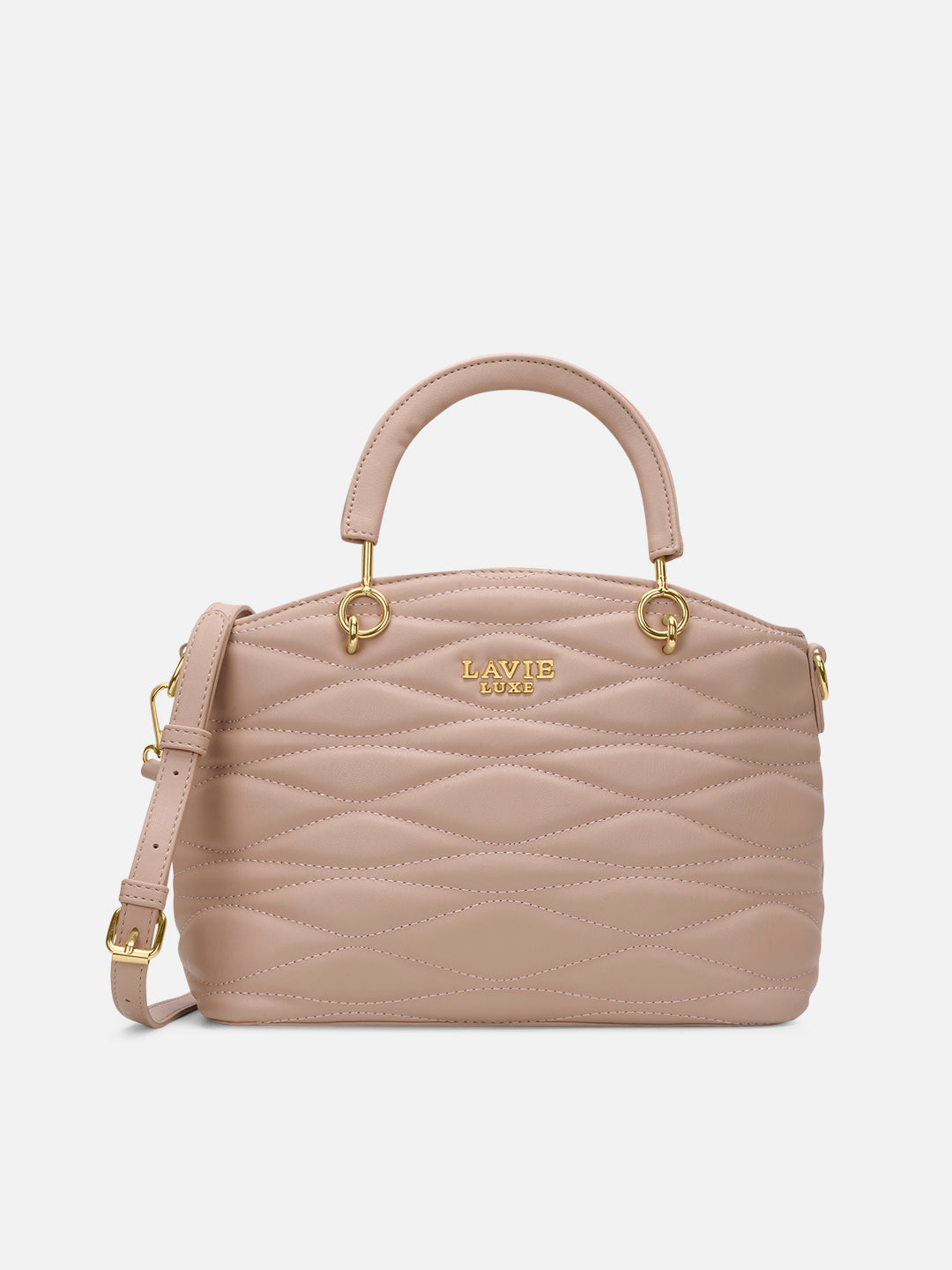 Lucie Quilted Small Satchel Bag Mocha