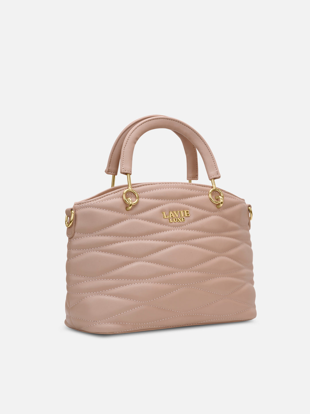 Lucie Quilted Small Satchel Bag Mocha
