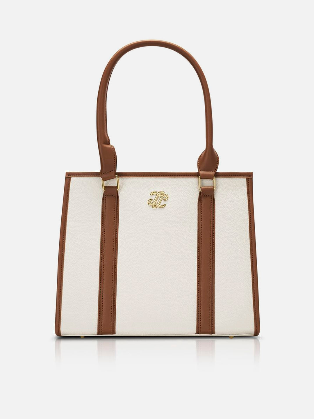 Winslet Box Ladies Medium Off White & Tan Satchel Bag
