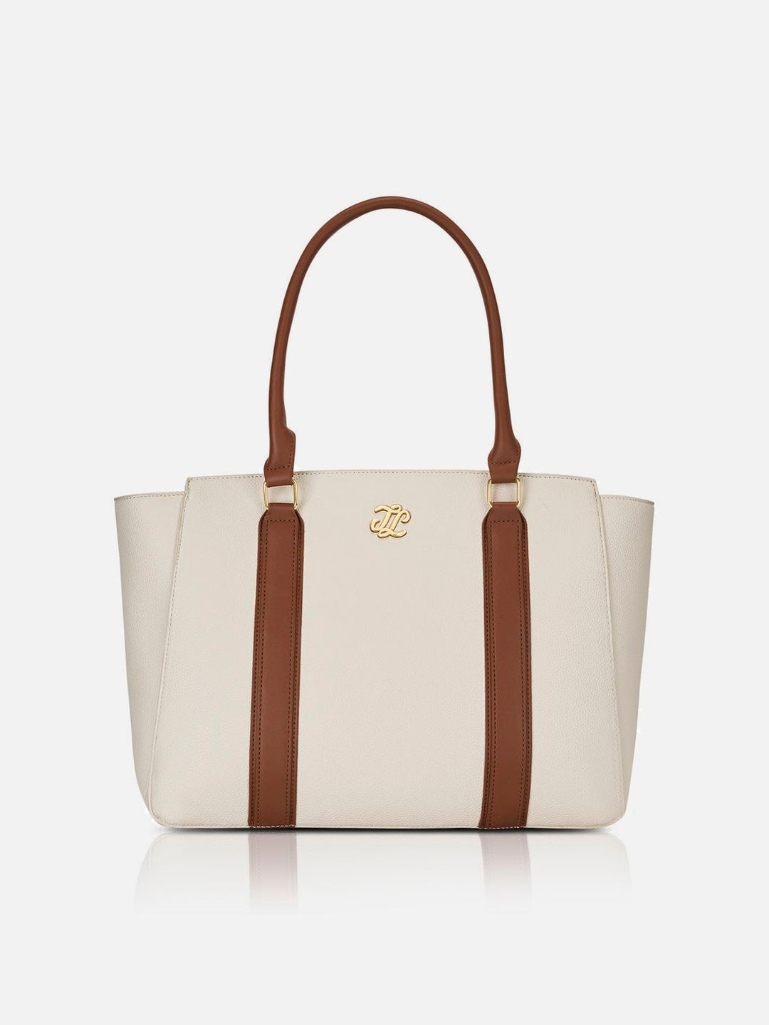 Sierra Ladies Large Off White & Tan Tote Bag