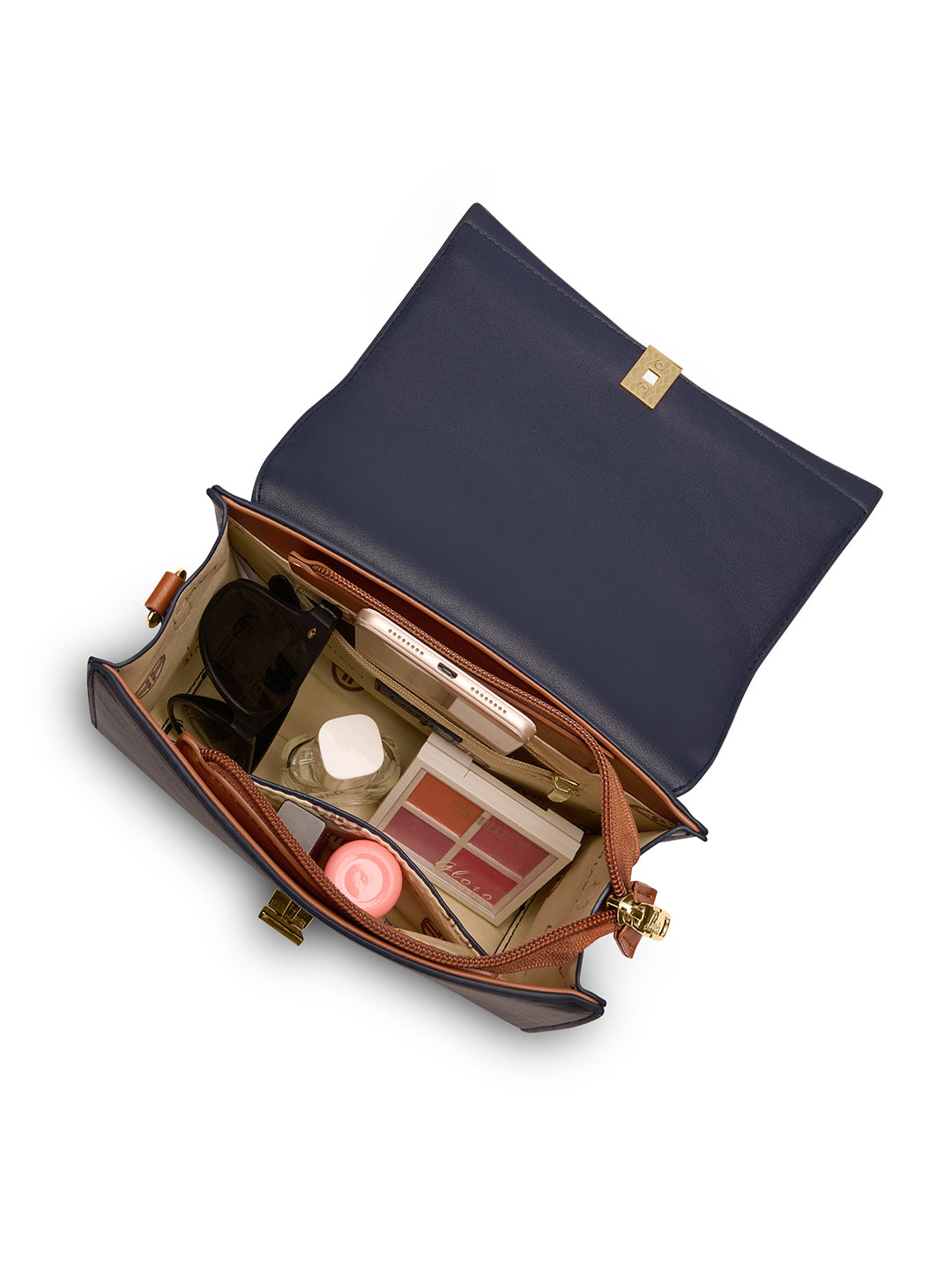 Winston Flap Satchel Bag Ladies Handbag Navy