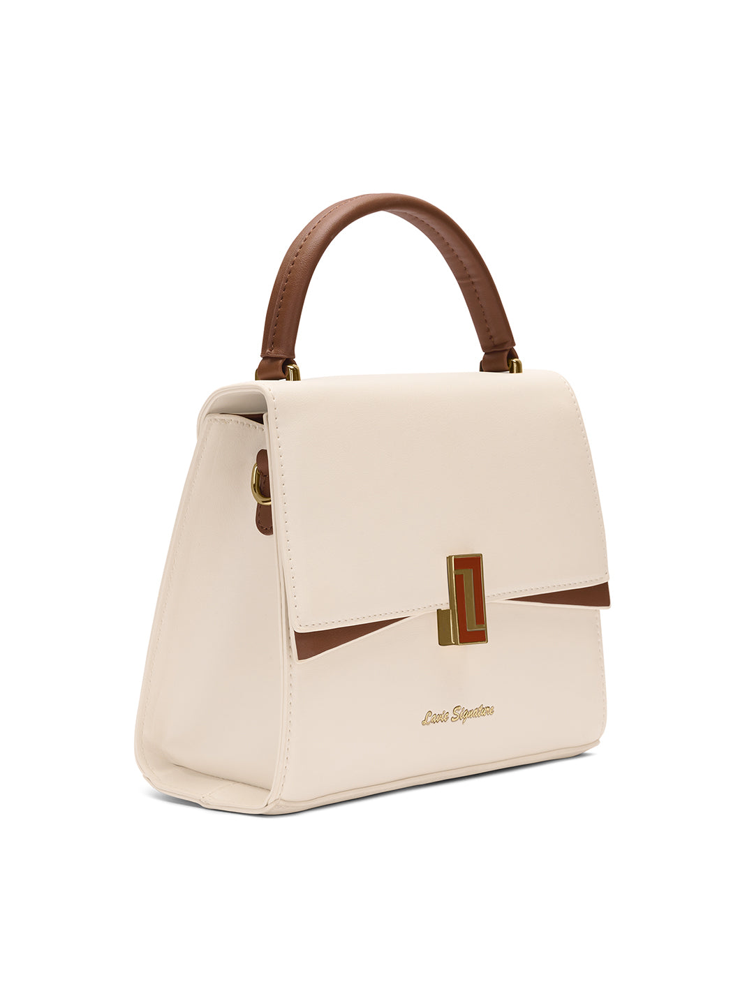 Winston Flap Satchel Bag Ladies Handbag Off White / Tan