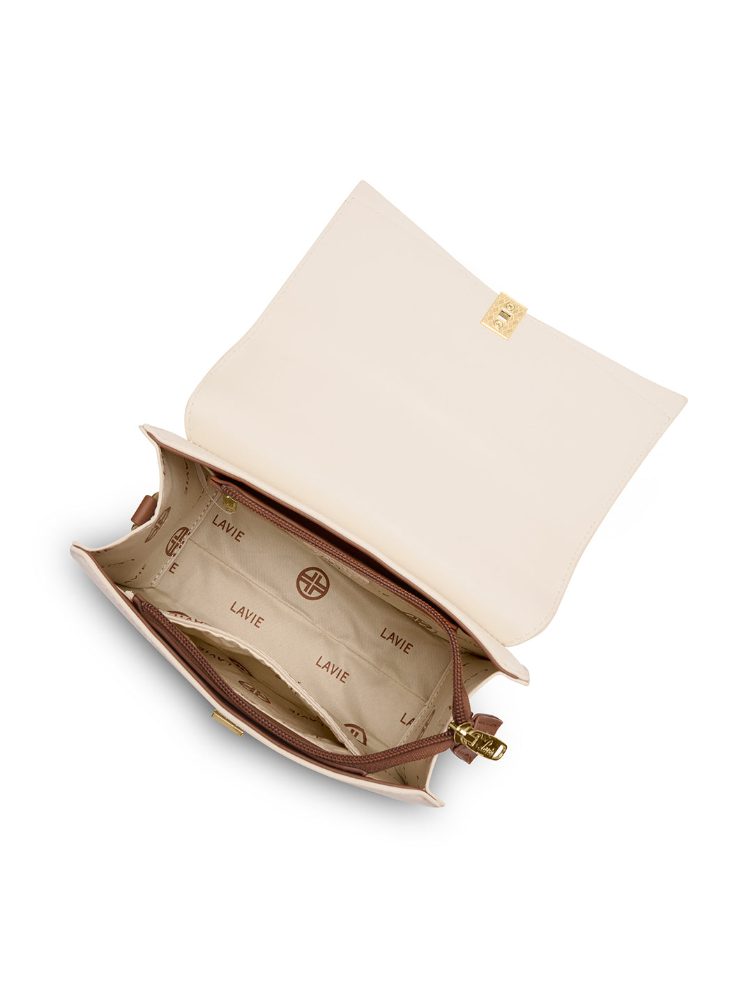 Winston Flap Satchel Bag Ladies Handbag Off White / Tan