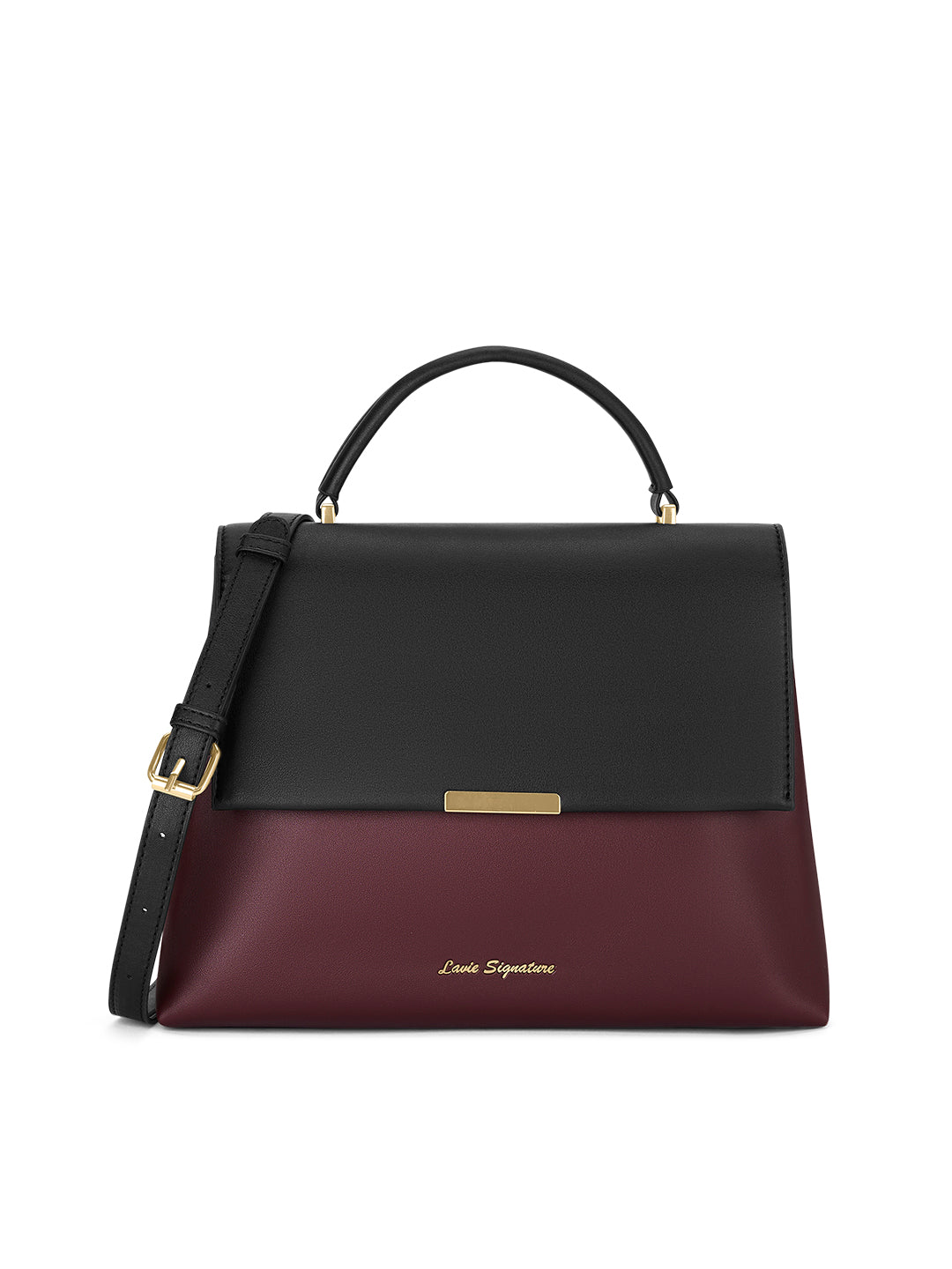 Buy Tupelo 2 Compartments Medium Satchel Bag Black Online – Lavie