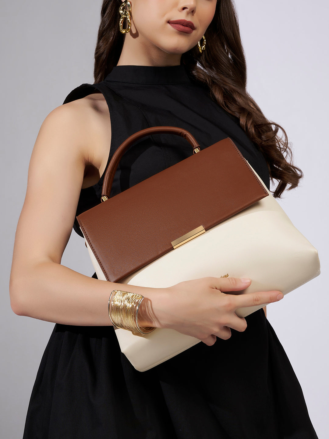 Aspen 2C Flap Satchel Bag Ladies Handbag Tan