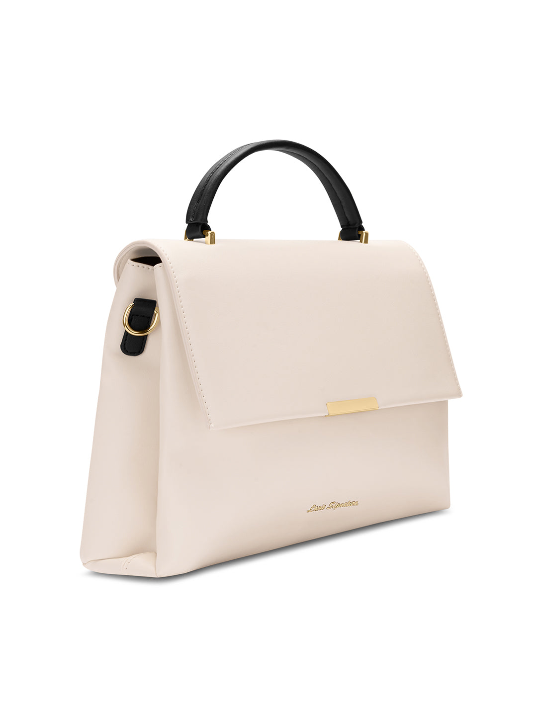 Aspen 2C Flap Satchel Bag Ladies Handbag Off White / Black
