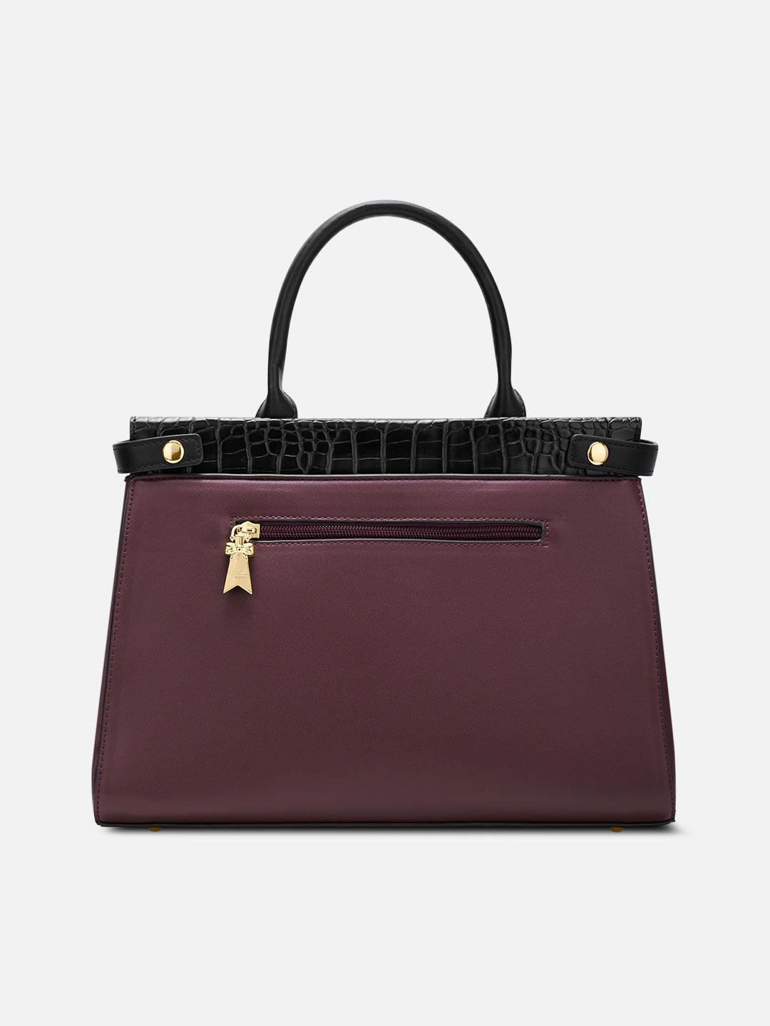 Colorblock Genial 3 Poches Large Maroon Satchel Bag