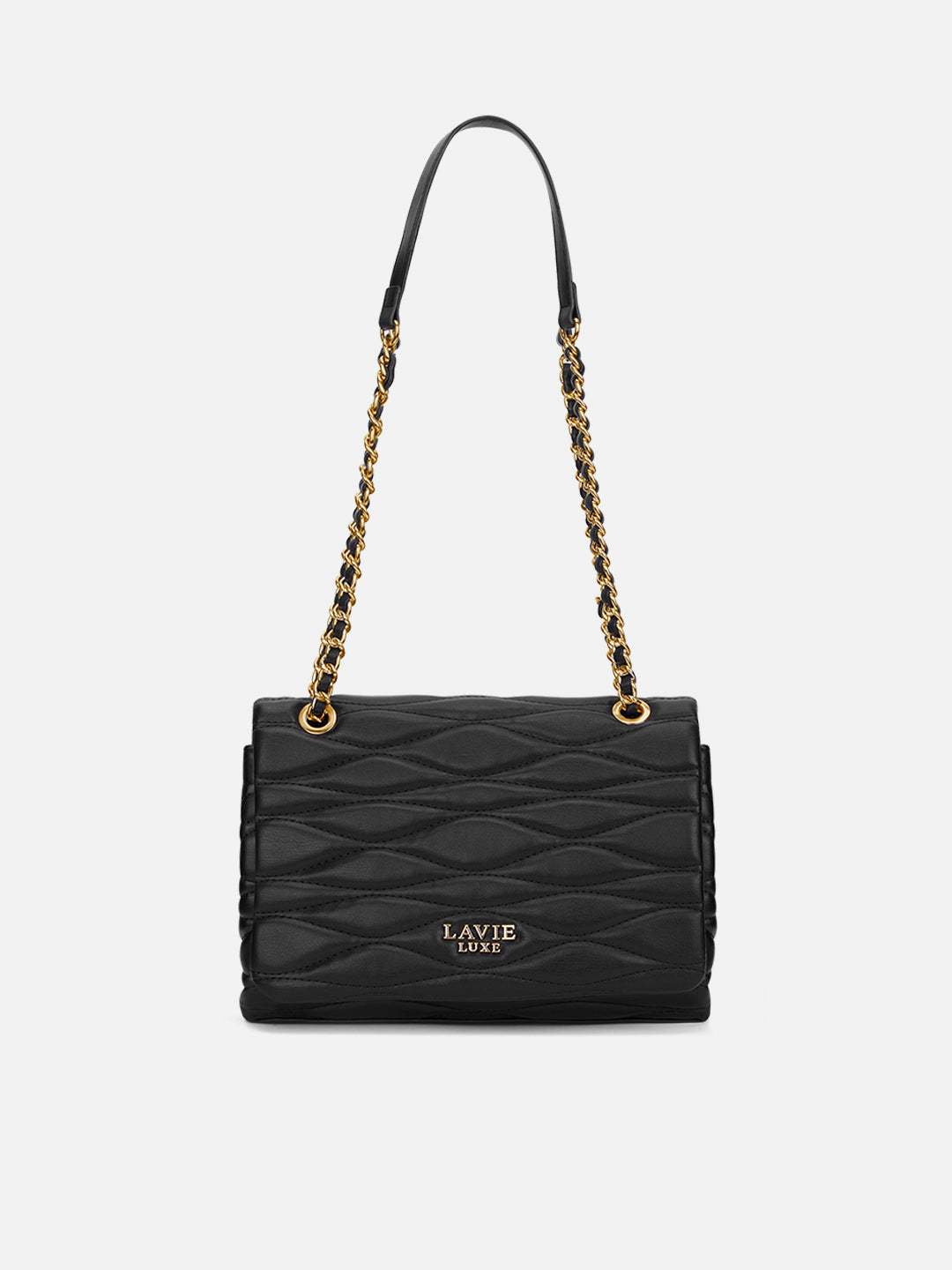 Lucie Quilted Medium Flap Black