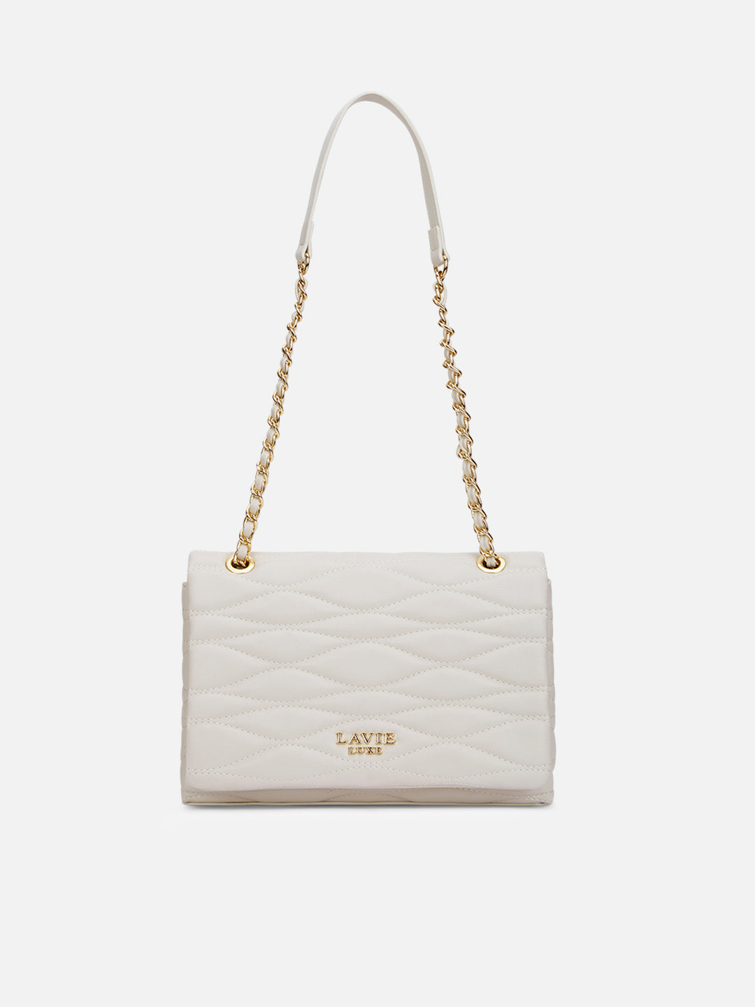 Lucie Quilted Medium Flap Off White
